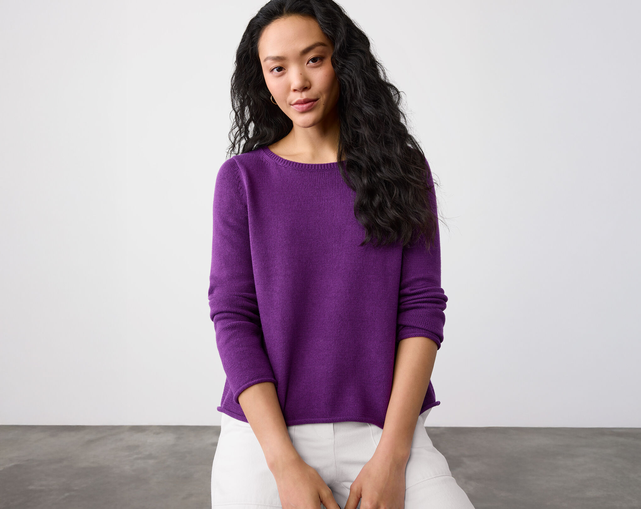 Peruvian Cotton Blend Bateau Neck Top in Dahlia Peruvian Cotton Blend Bateau Neck Top in Dahlia