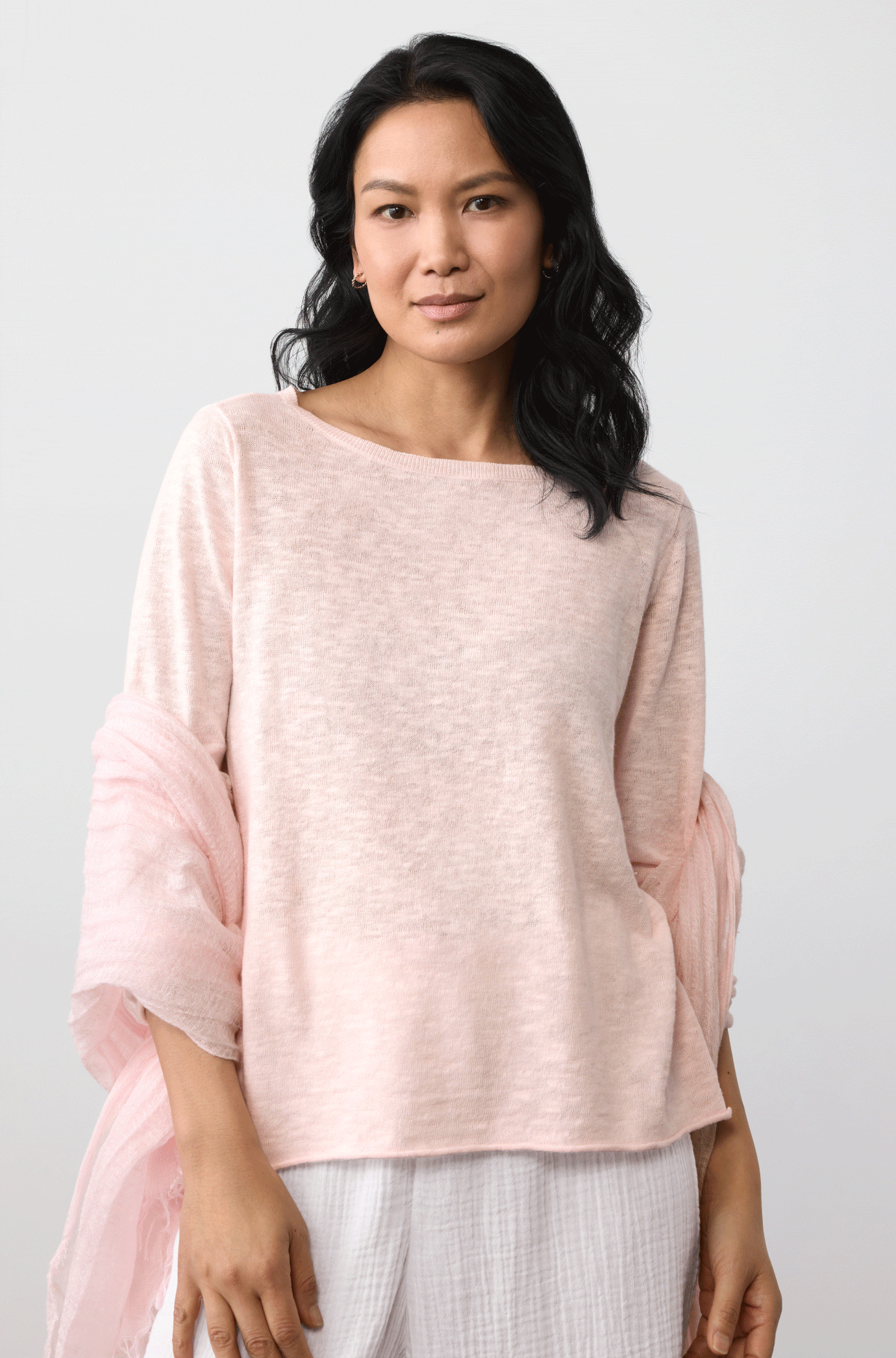 Organic Linen Cotton Slub Bateau Neck Top Organic Linen Cotton Slub Bateau Neck Top