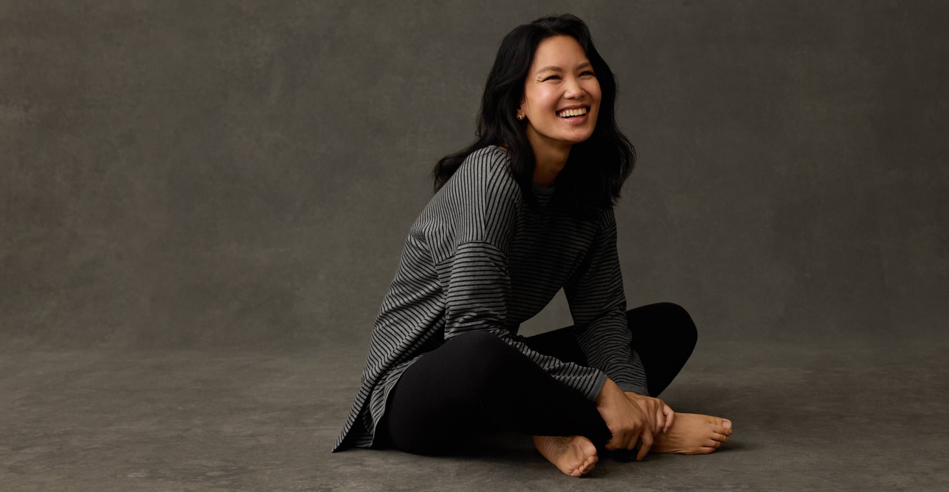 Striped Cozy Brushed Terry Long Box Top and Leggings