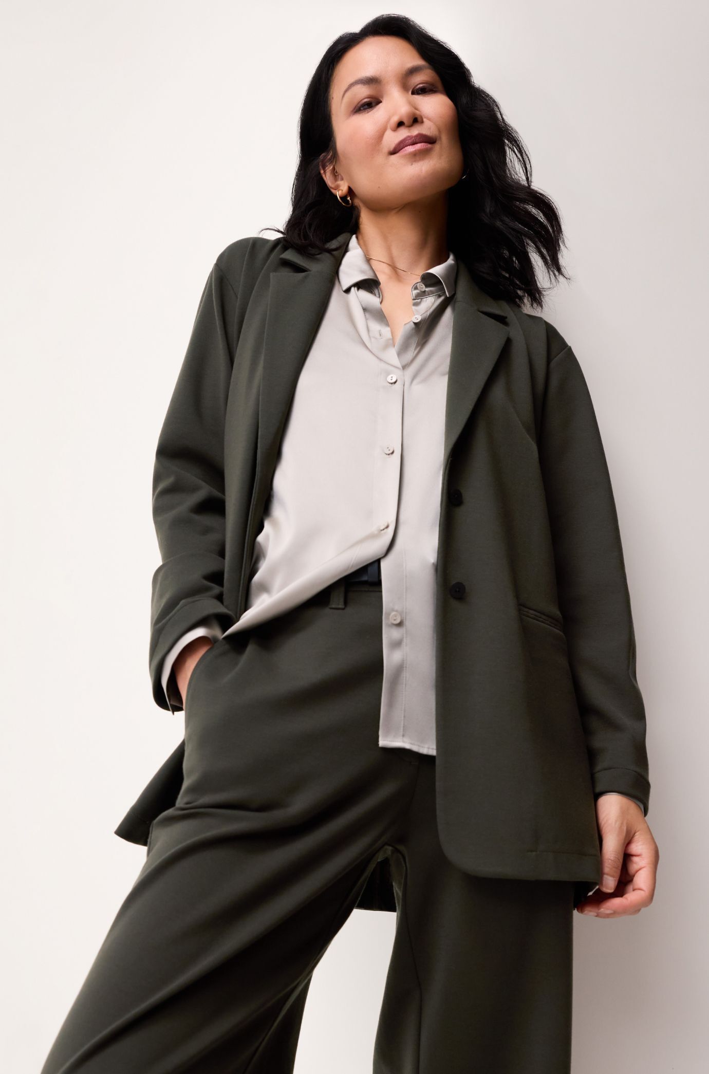Washable Flex Ponte Long Blazer