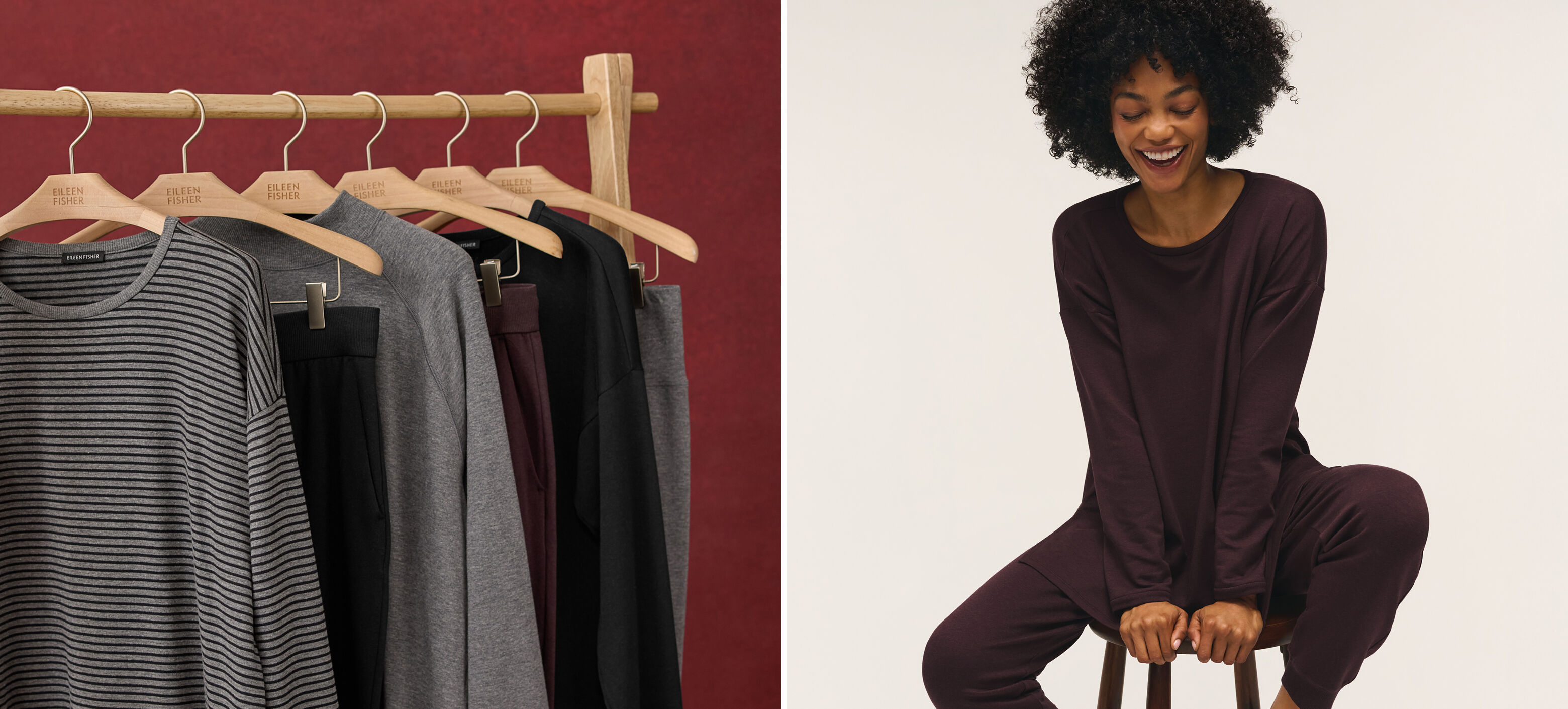 Cozy Brushed Terry Long Box Top and Jogger in Cassis Cozy Brushed Terry Long Box Top and Jogger in Cassis