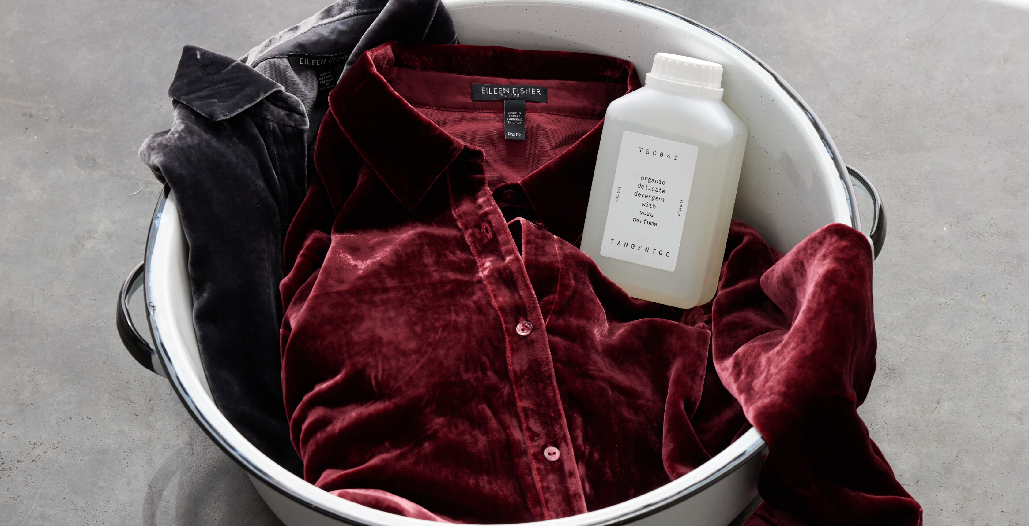 Vevlet clothing being hand washed at home. Vevlet clothing being hand washed at home.