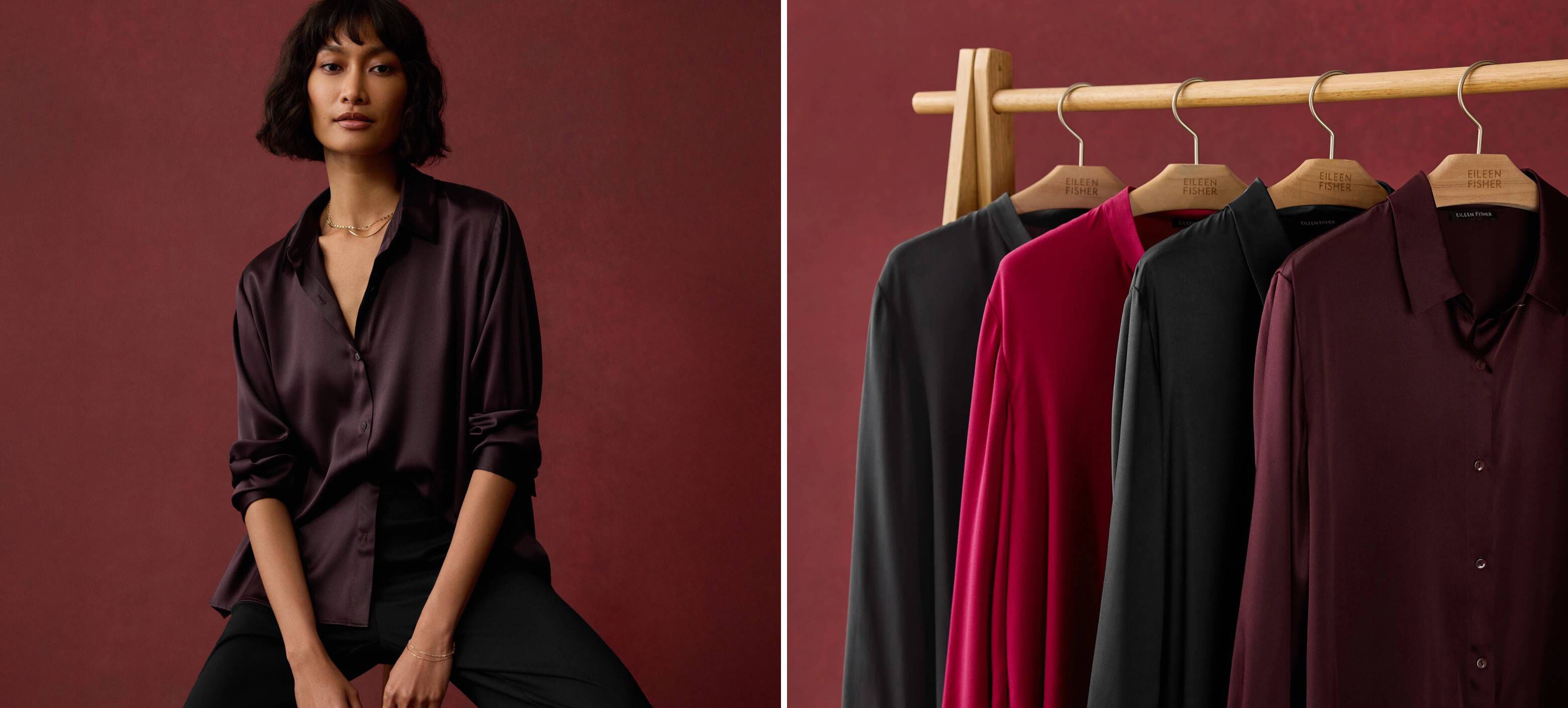 Stretch Silk Charmeuse Classic Collar Shirt Stretch Silk Charmeuse Classic Collar Shirt