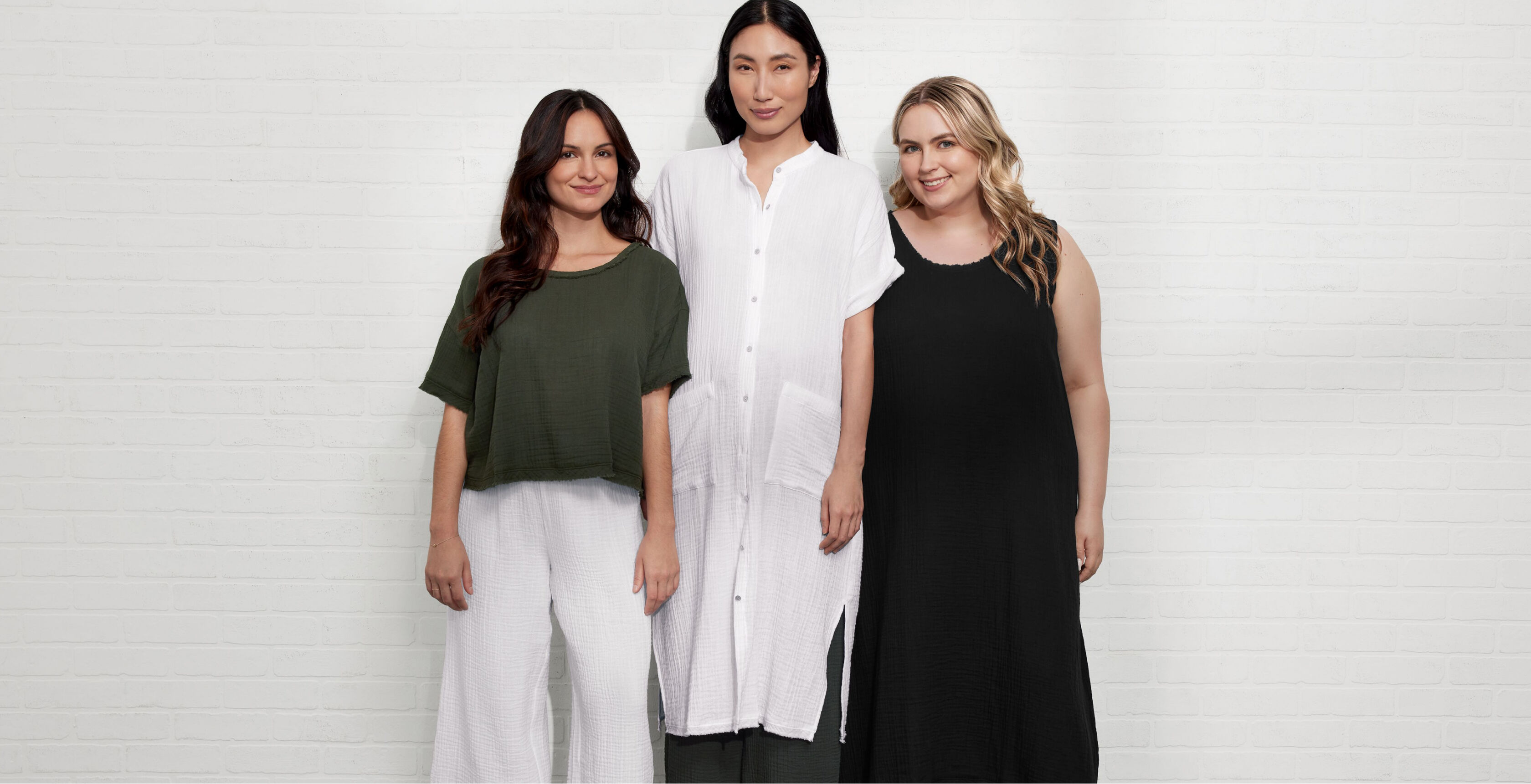 Petite woman wearing a linen blazer. Petite woman wearing a linen blazer.