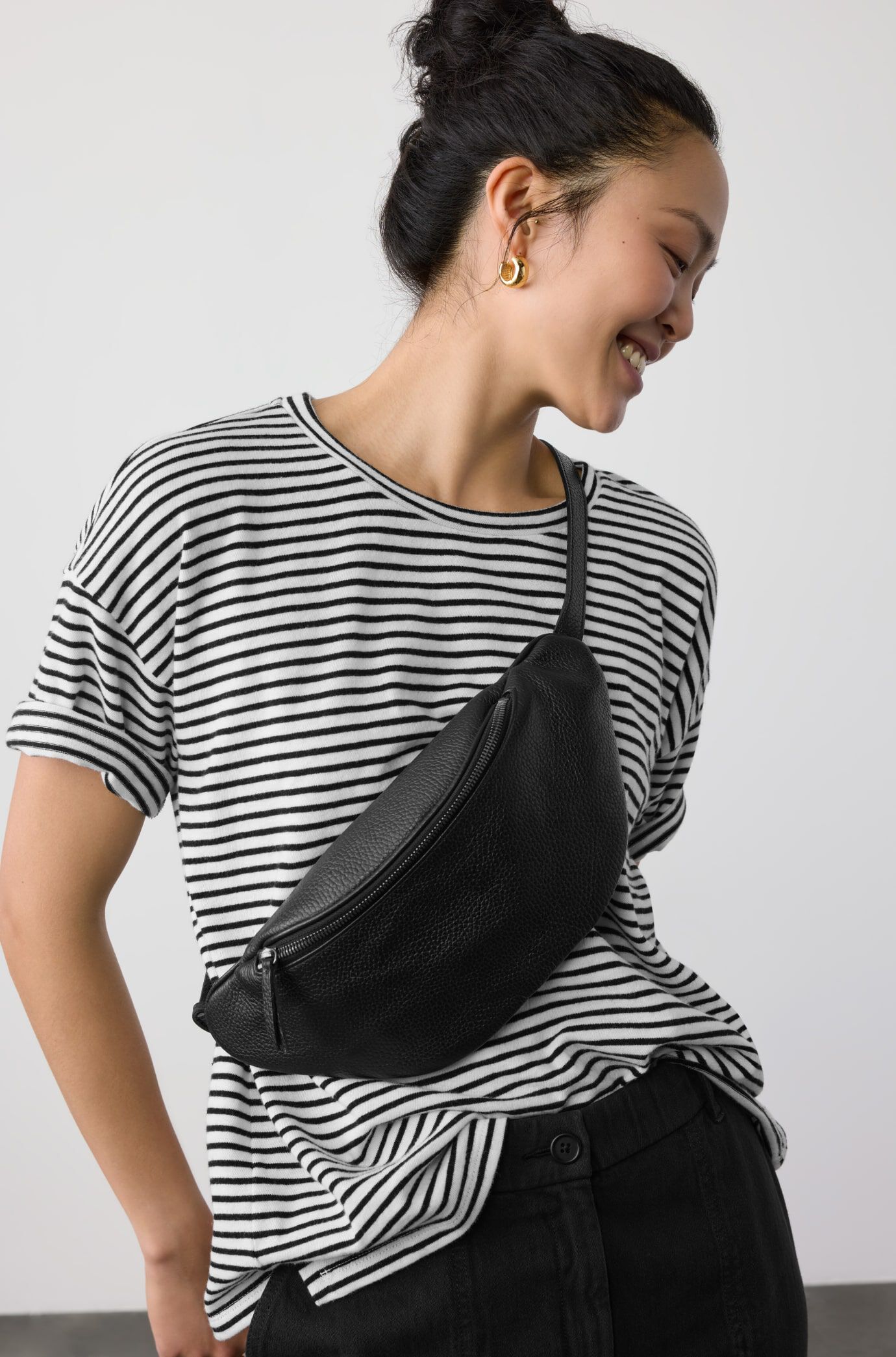 Textured Italian Leather Belt Bag
