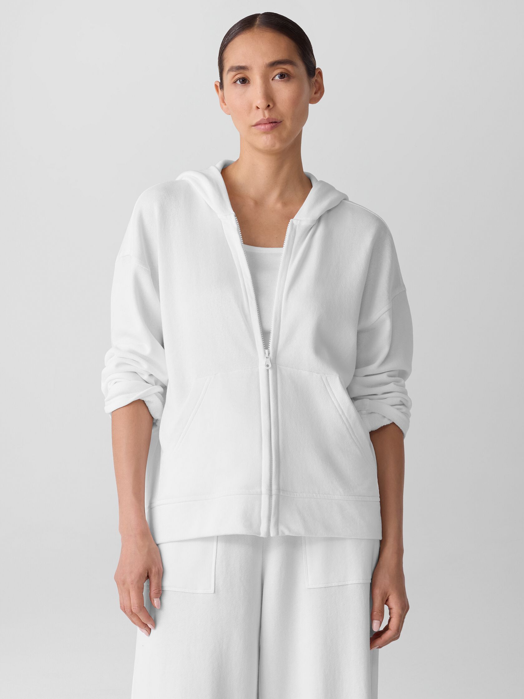 Lightweight Organic Cotton Terry Hooded Jacket