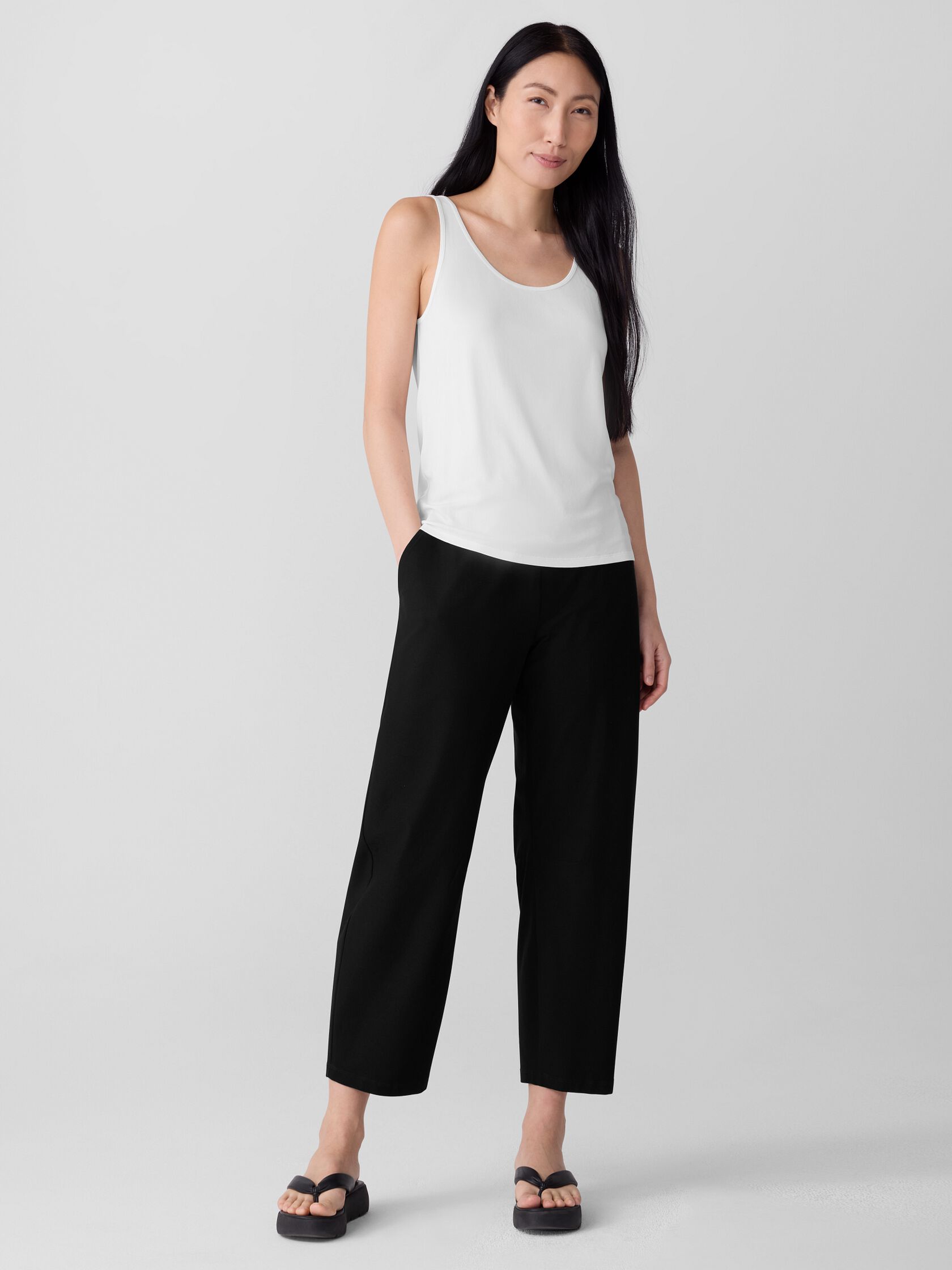 Stretch Silk Jersey Scoop Neck Tank