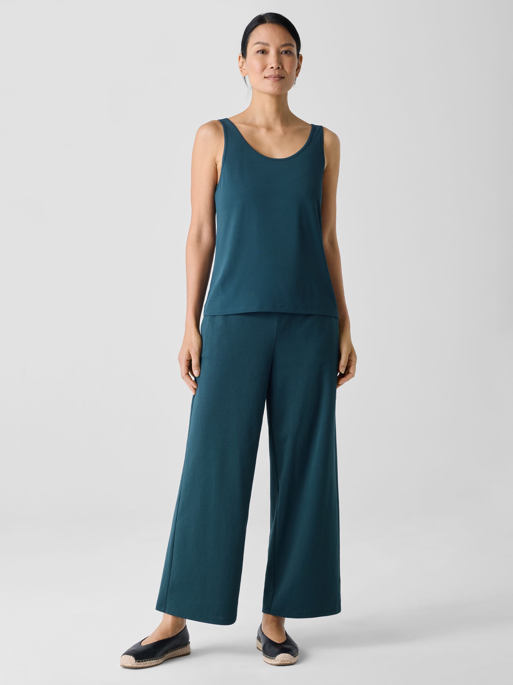 Stretch Silk Jersey Scoop Neck Tank