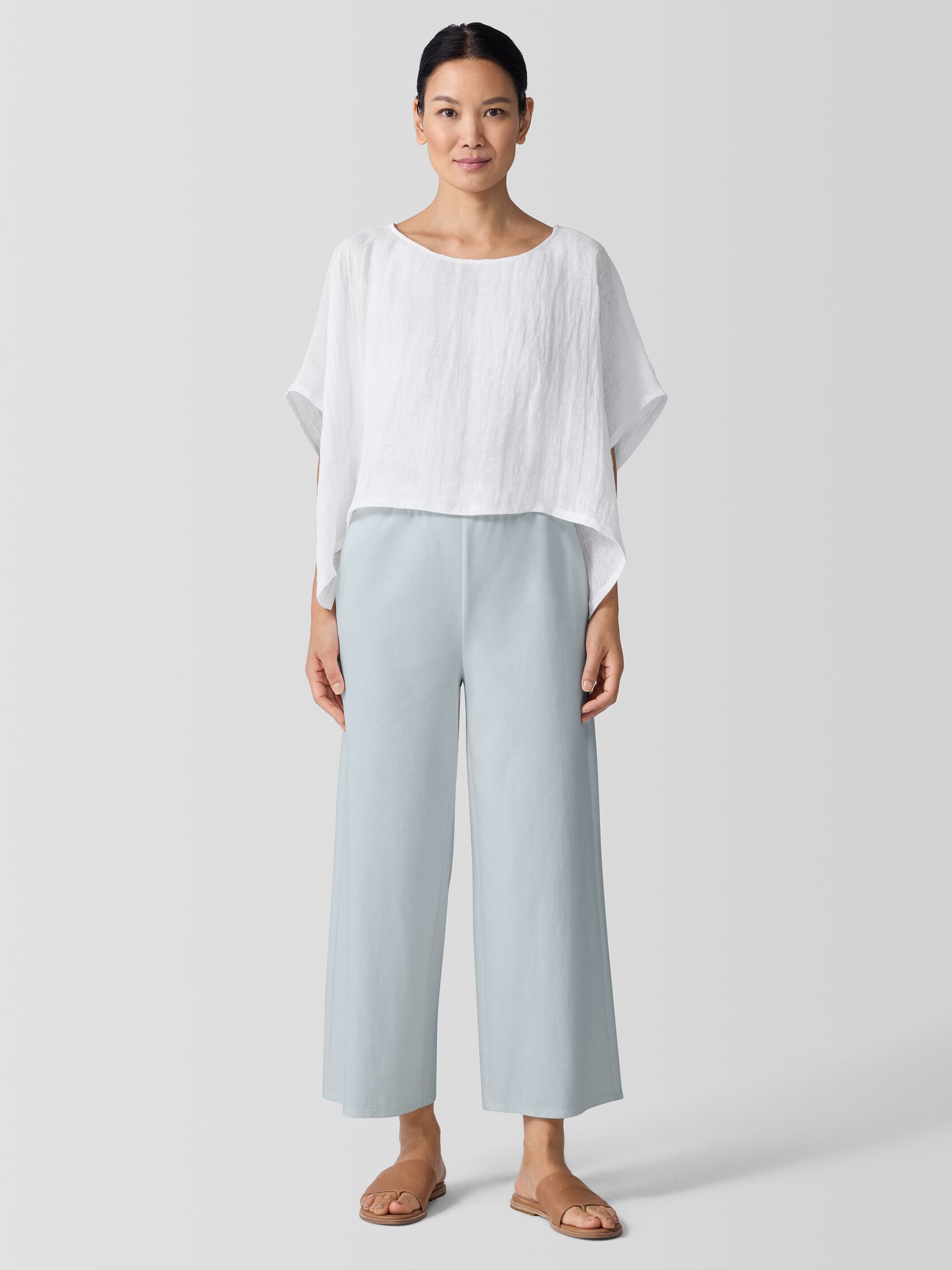 Organic Linen Gauze Bateau Neck Poncho