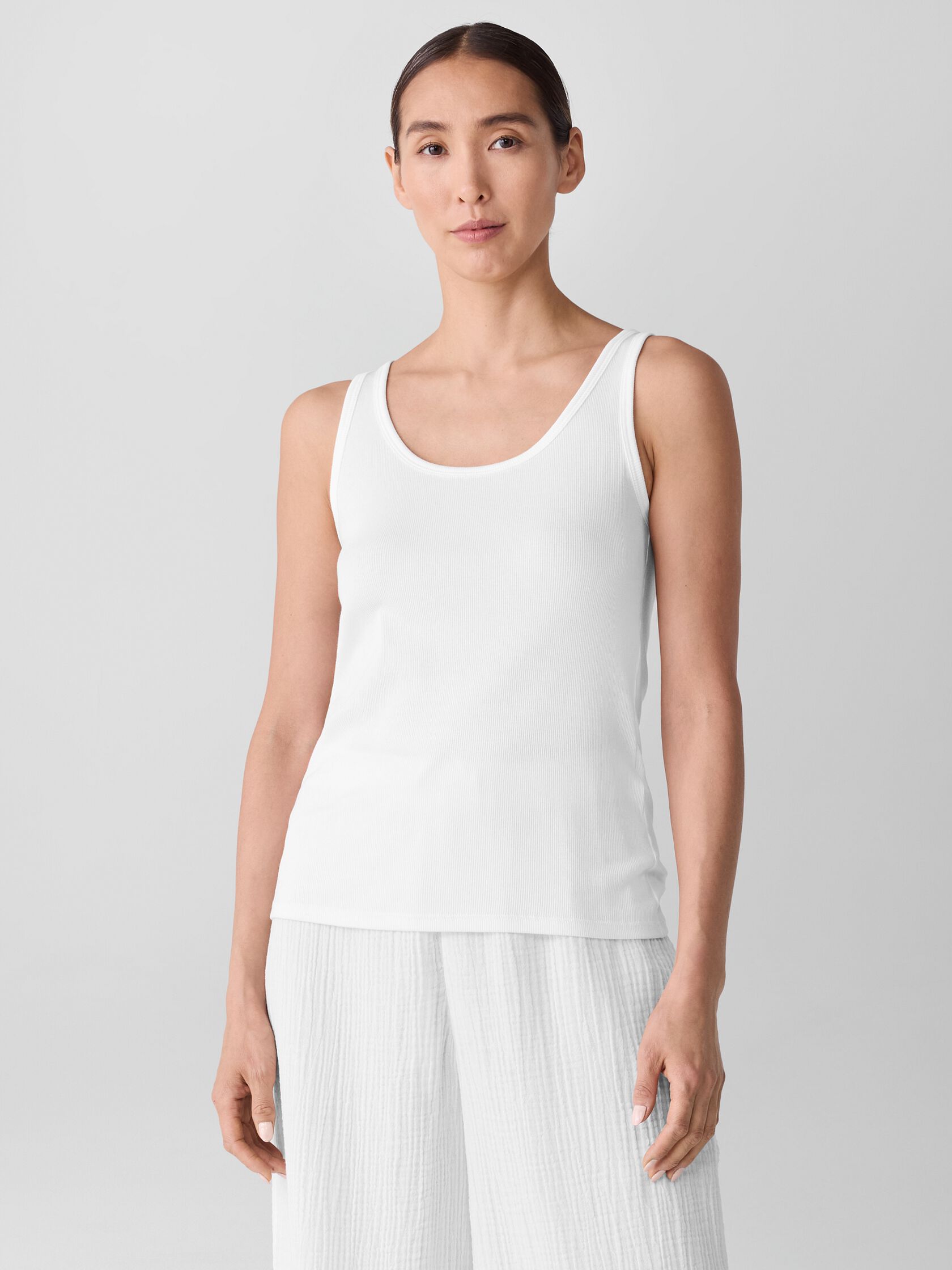 Organic Cotton Stretch Rib Scoop Neck Tank