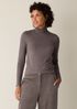 Sheer Cotton Blend Knit Turtleneck Top