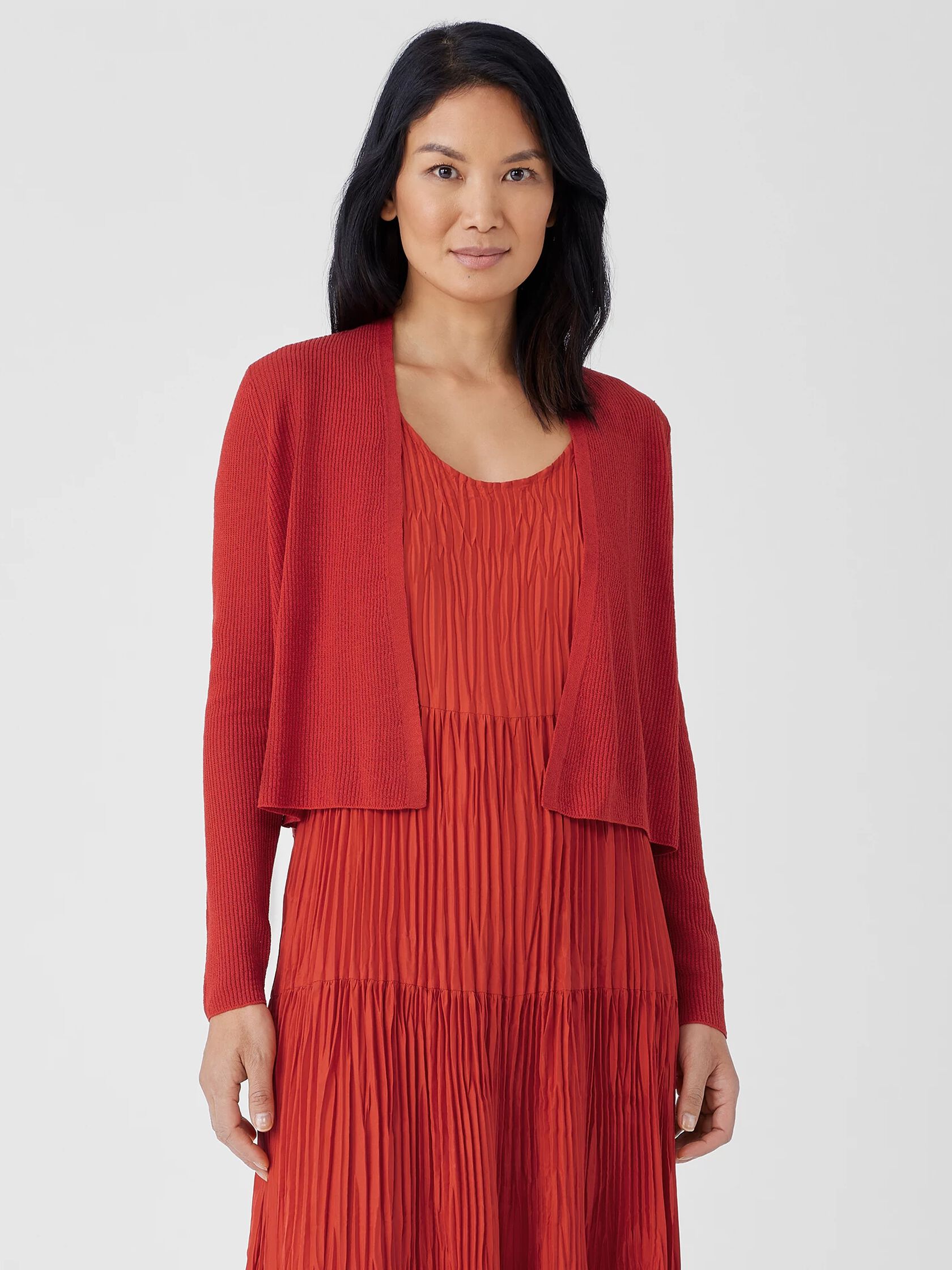 Organic Linen Cotton Airy Tuck Cropped Cardigan