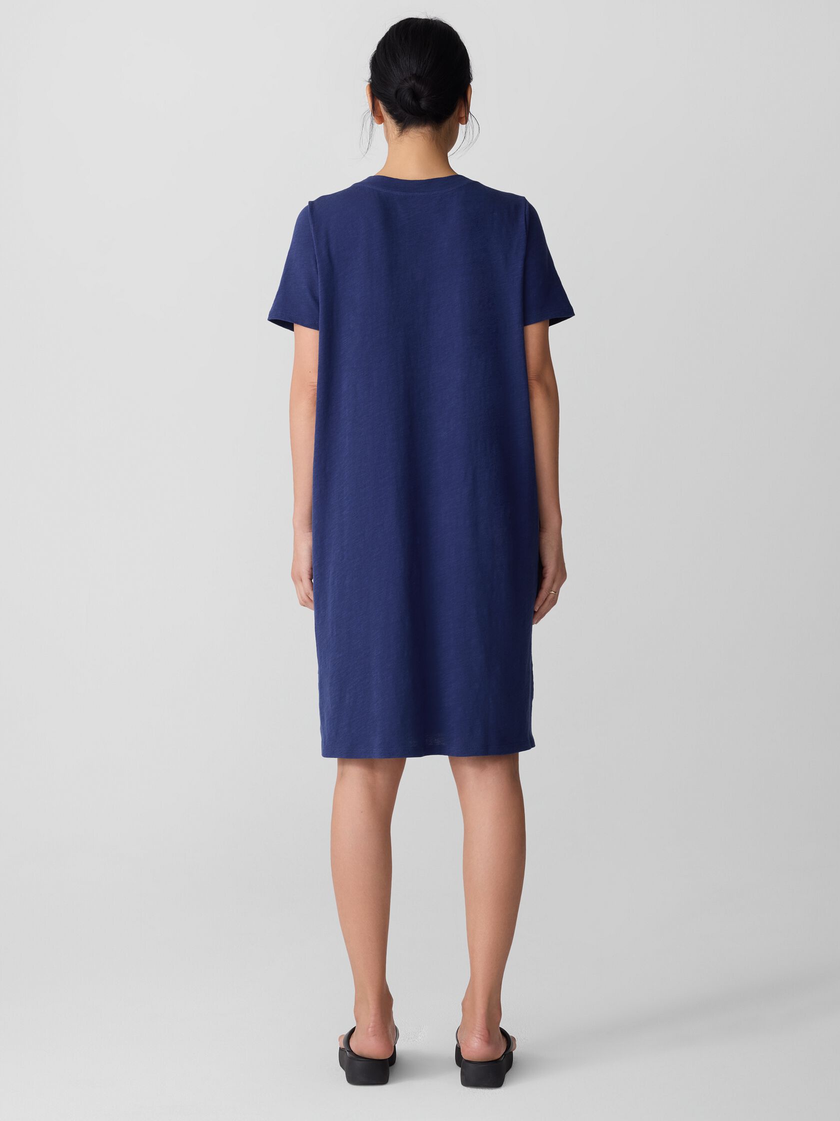 Organic Cotton Slubby Jersey V-Neck Dress