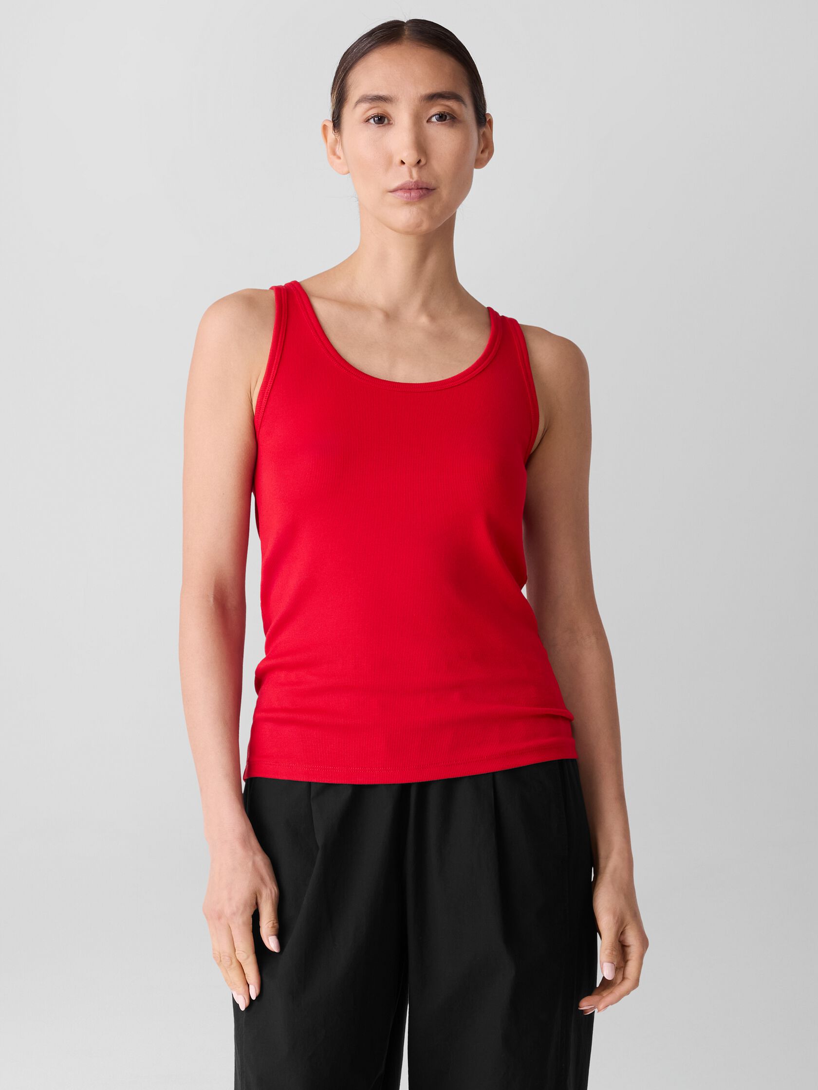 Organic Cotton Stretch Rib Scoop Neck Tank
