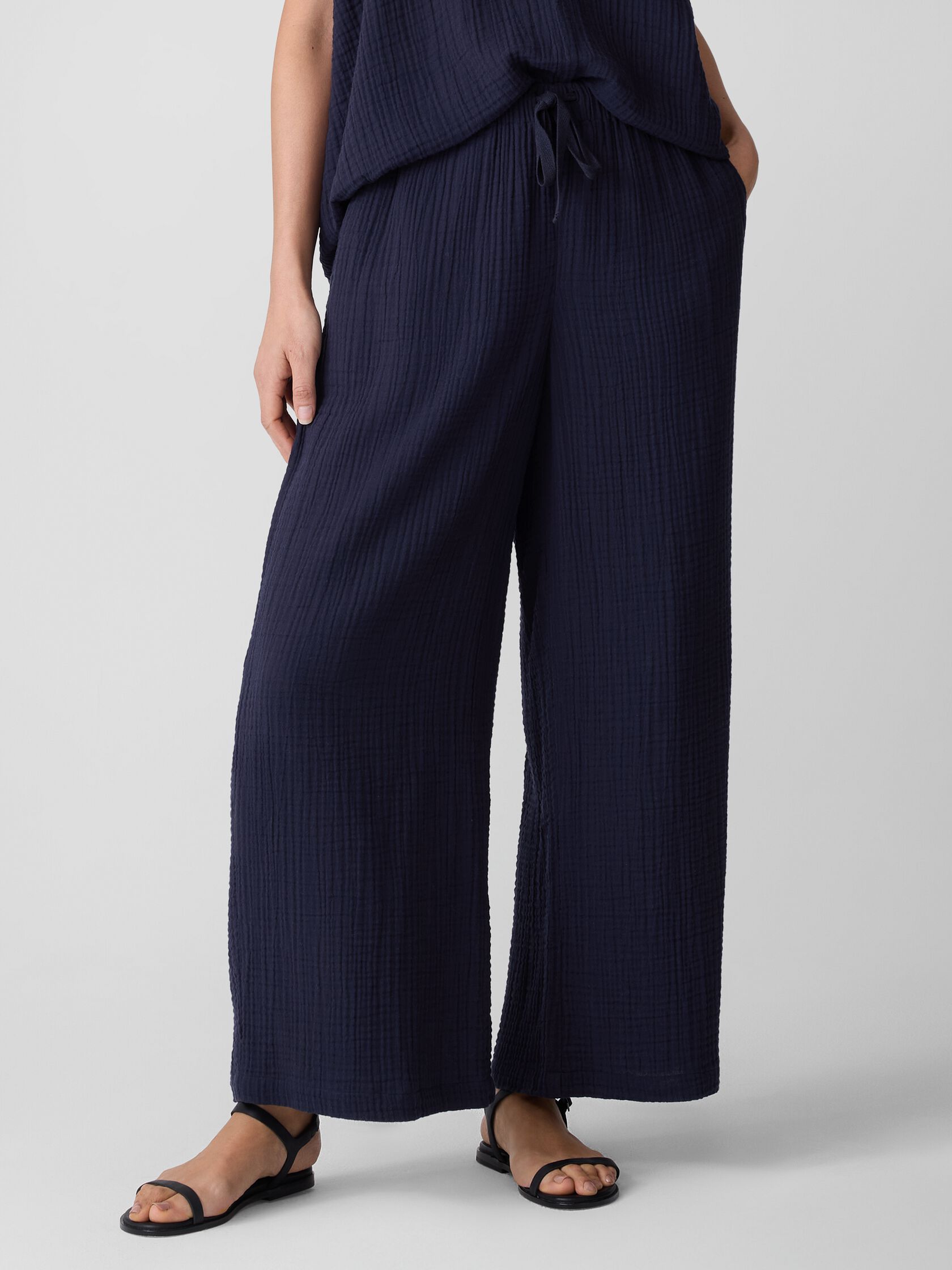 Organic Cotton Lofty Gauze Wide-Leg Pant