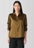Stretch Silk Charmeuse Classic Collar Shirt