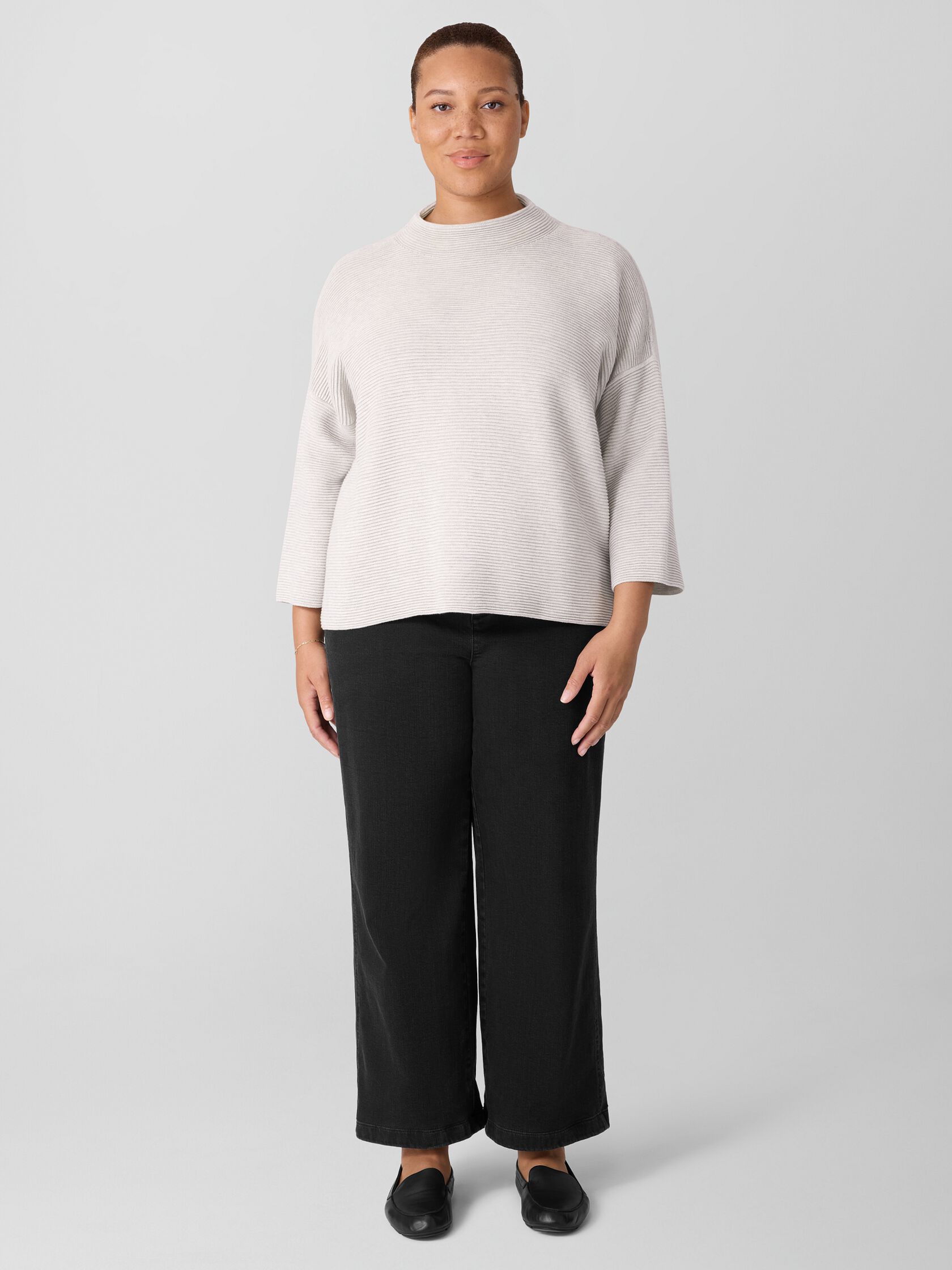 Cotton Stretch Denim Wide-Leg Jean