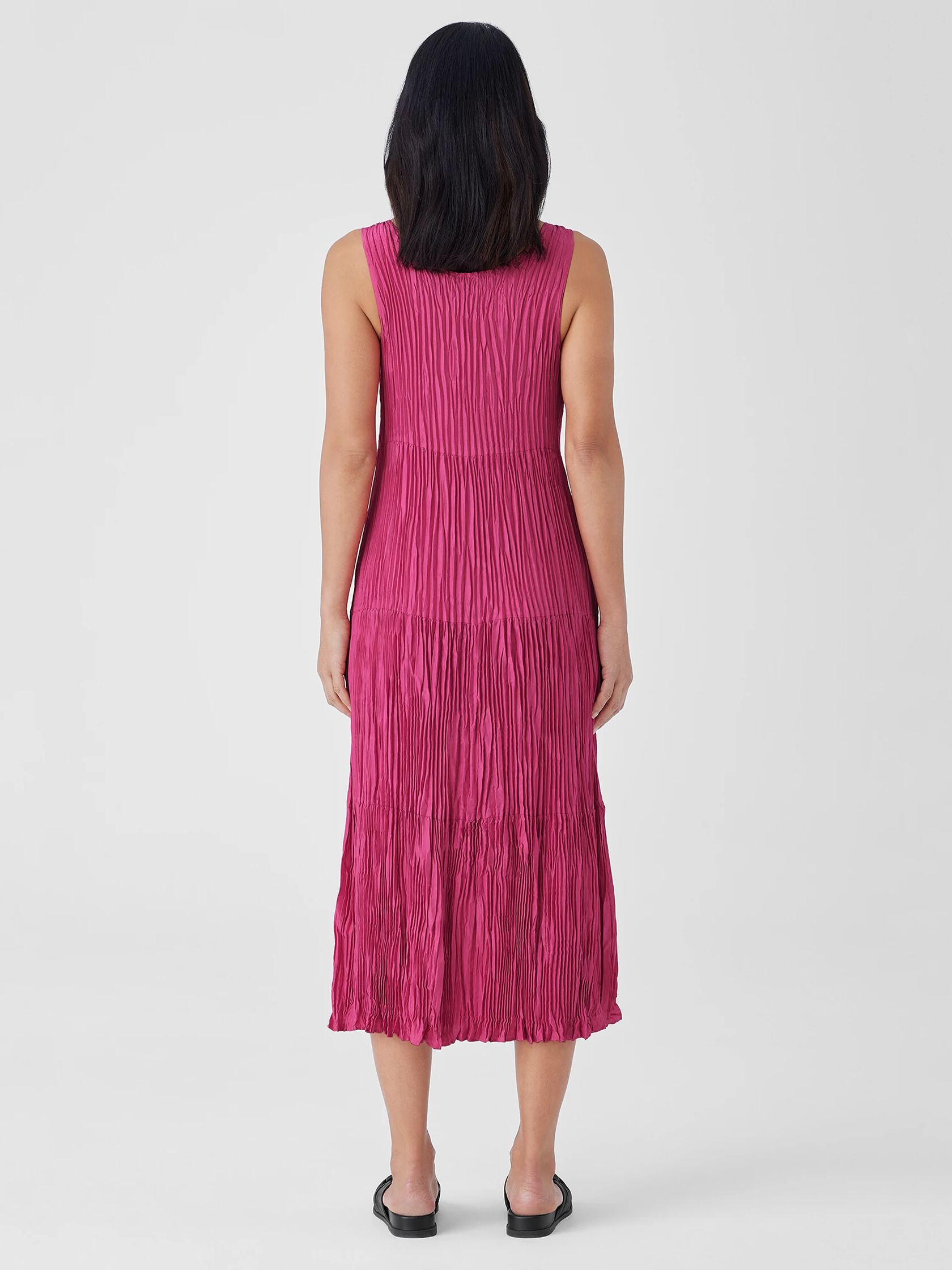 Crushed Silk Tiered Dress