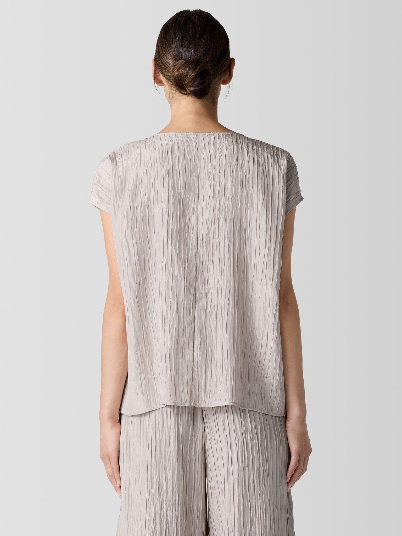 Textured Silk Jacquard V-Neck Top