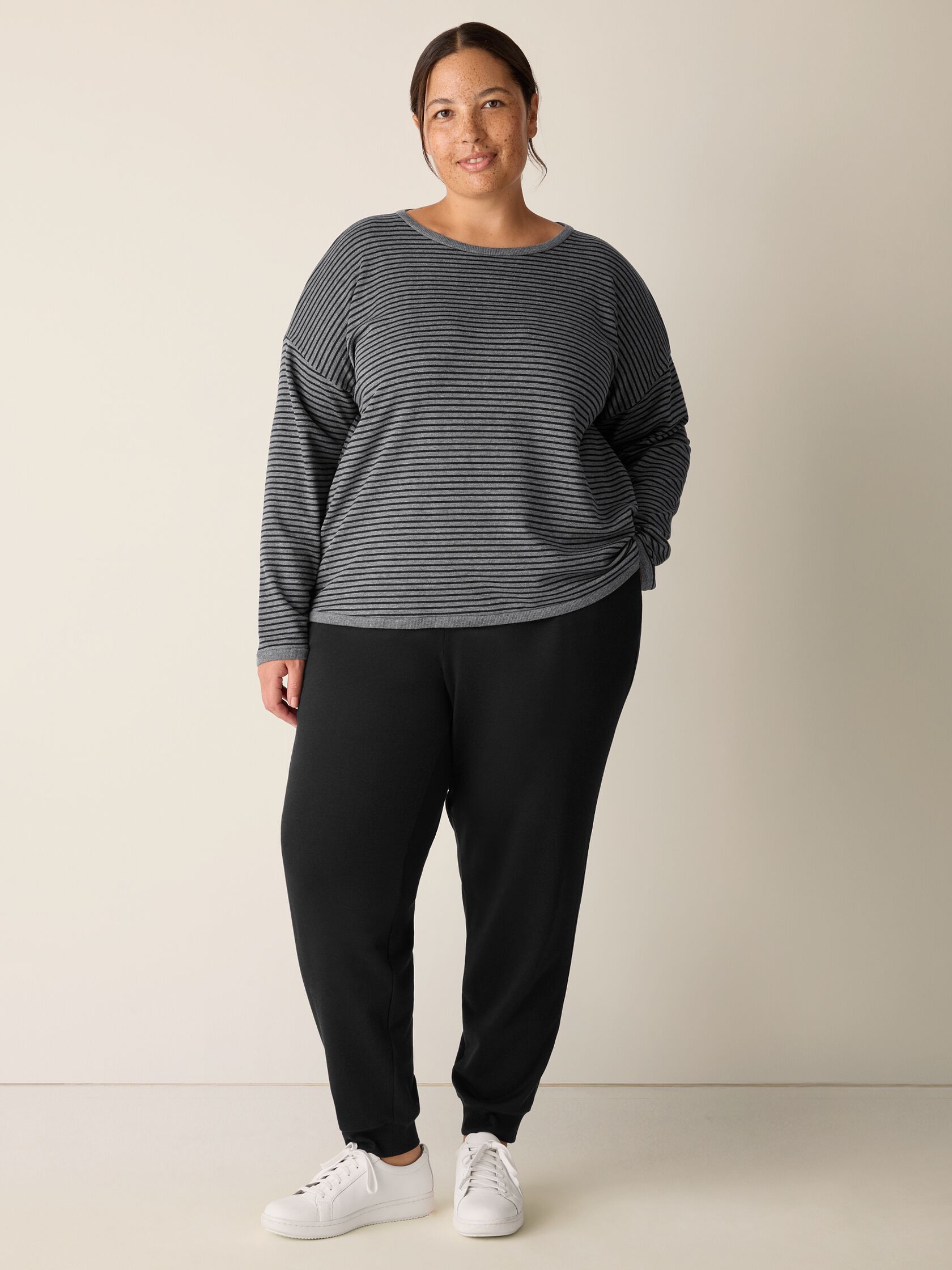 Striped Cozy Brushed Terry Box-Top