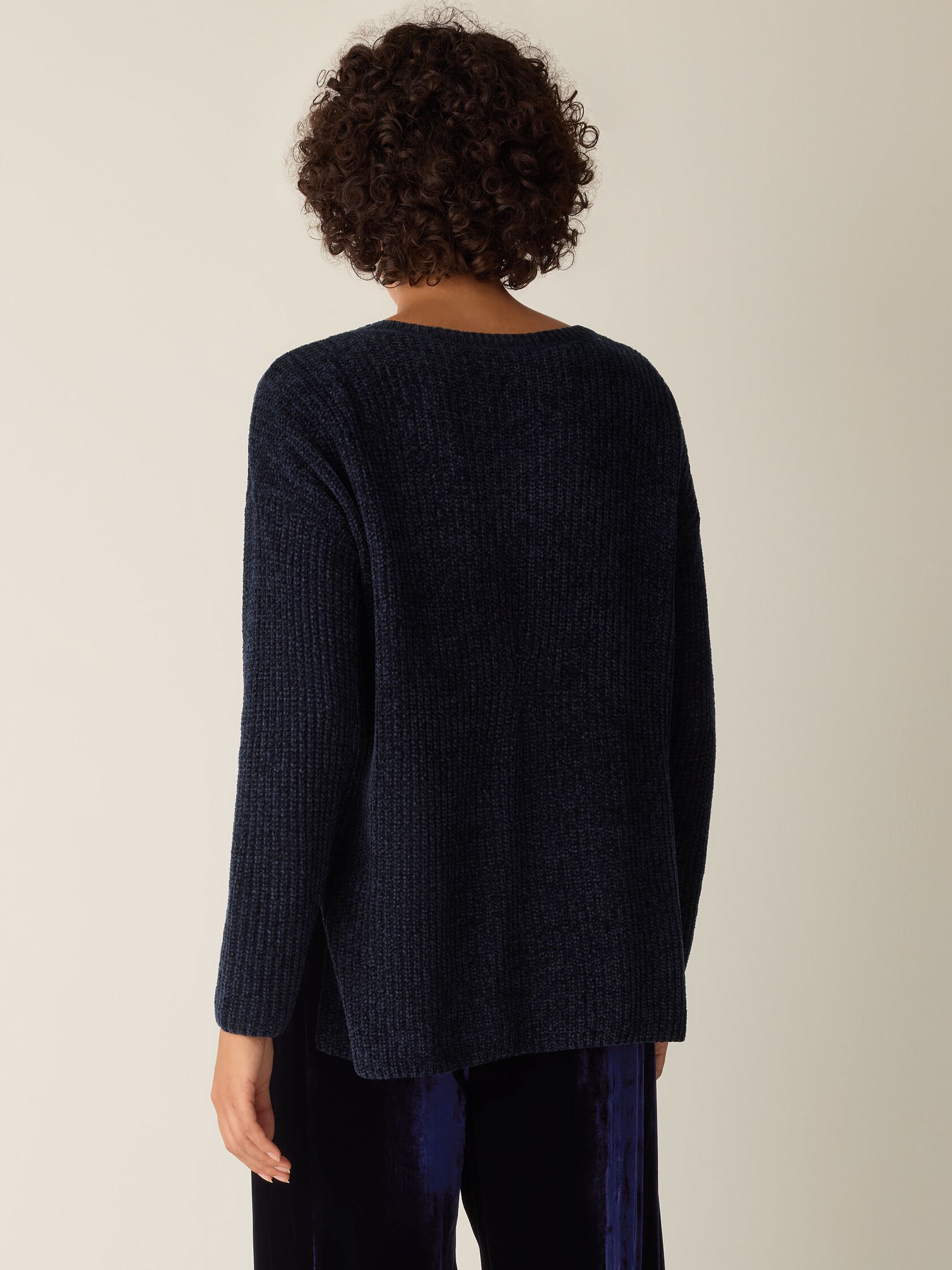Chenille Blend Jewel Neck Top
