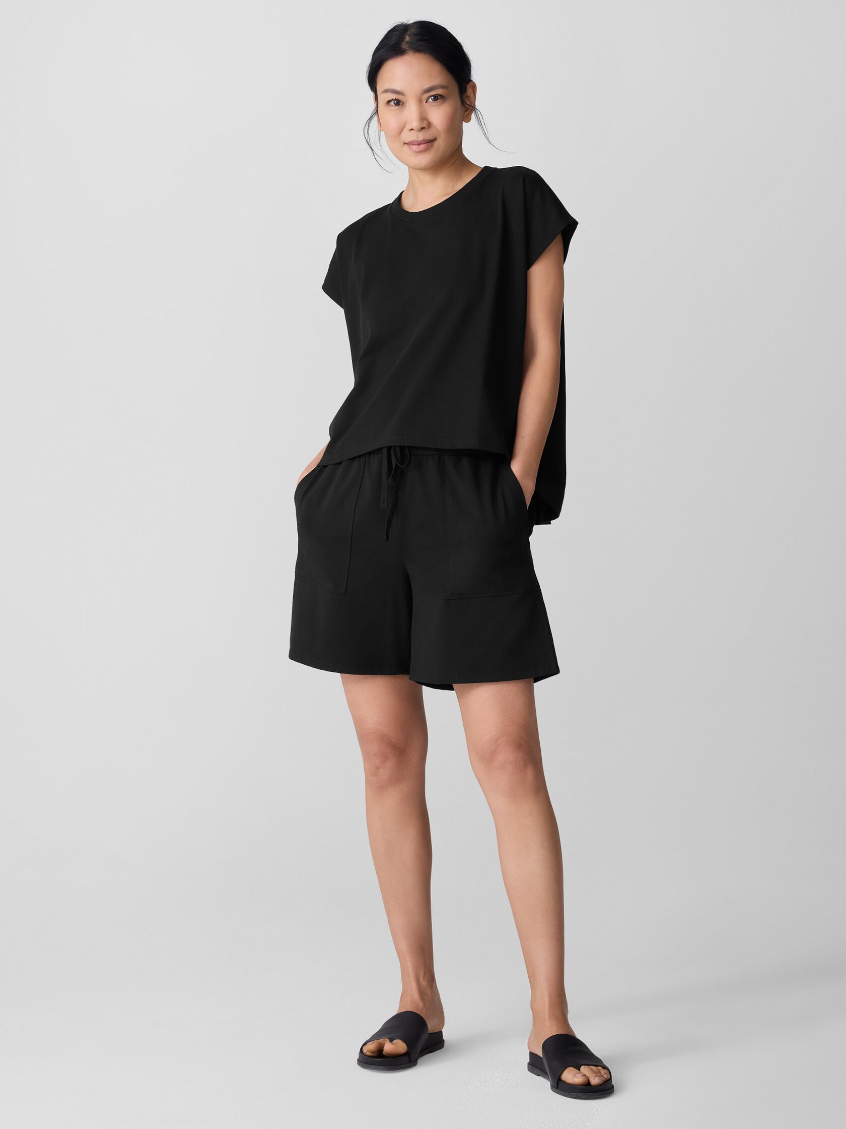 Pima Cotton Stretch Jersey Pleated Box-Top