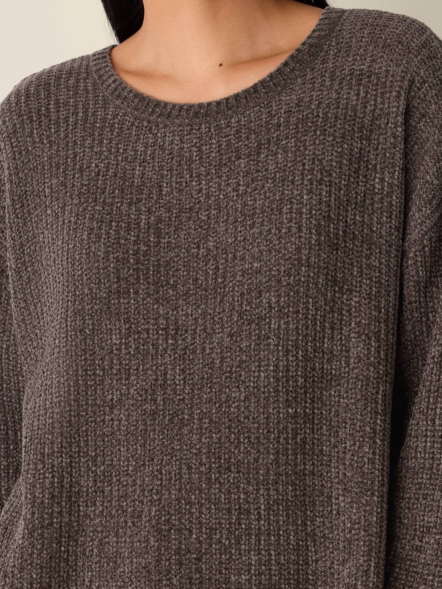 Chenille Blend Jewel Neck Top
