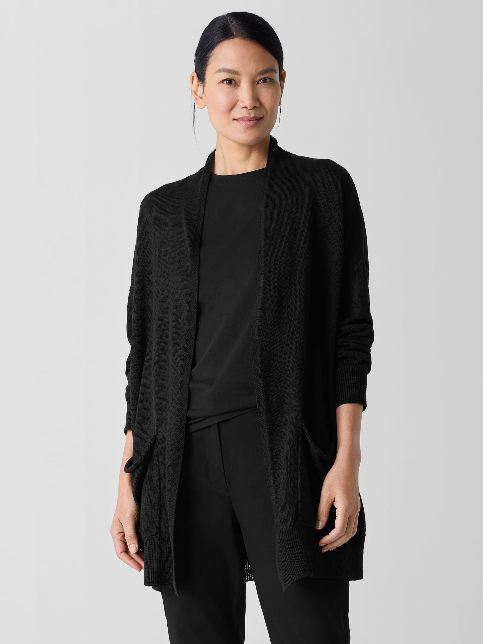Organic Linen Cotton Cord Long Cardigan