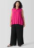 Silk Georgette Crepe Classic Collar Sleeveless Shirt