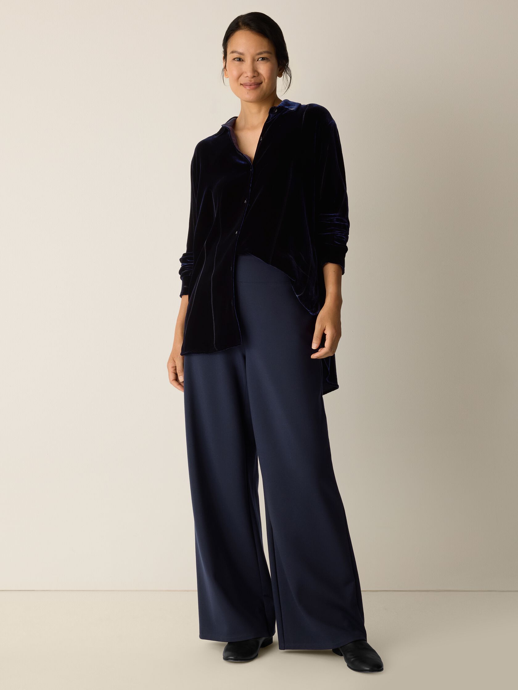 Washable Flex Ponte High Waisted Wide-Leg Pant