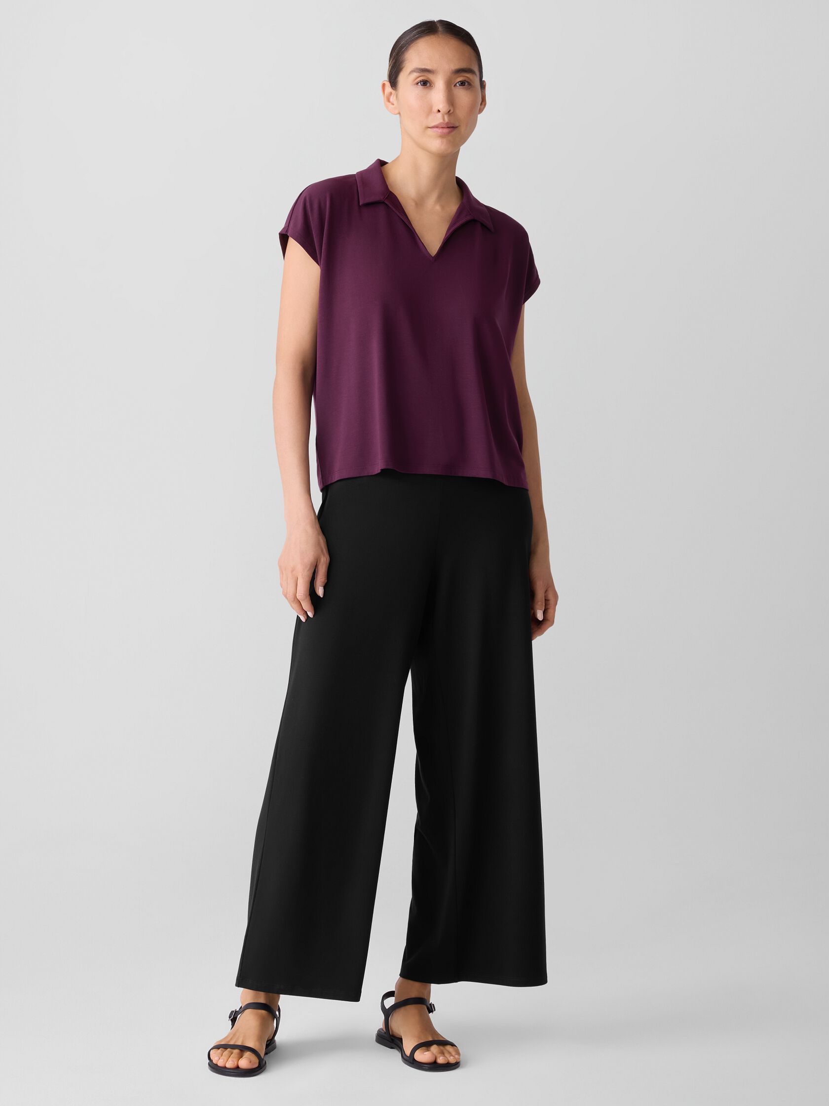 Fine Jersey Split Neck Top