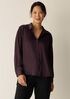 Stretch Silk Charmeuse Classic Collar Shirt
