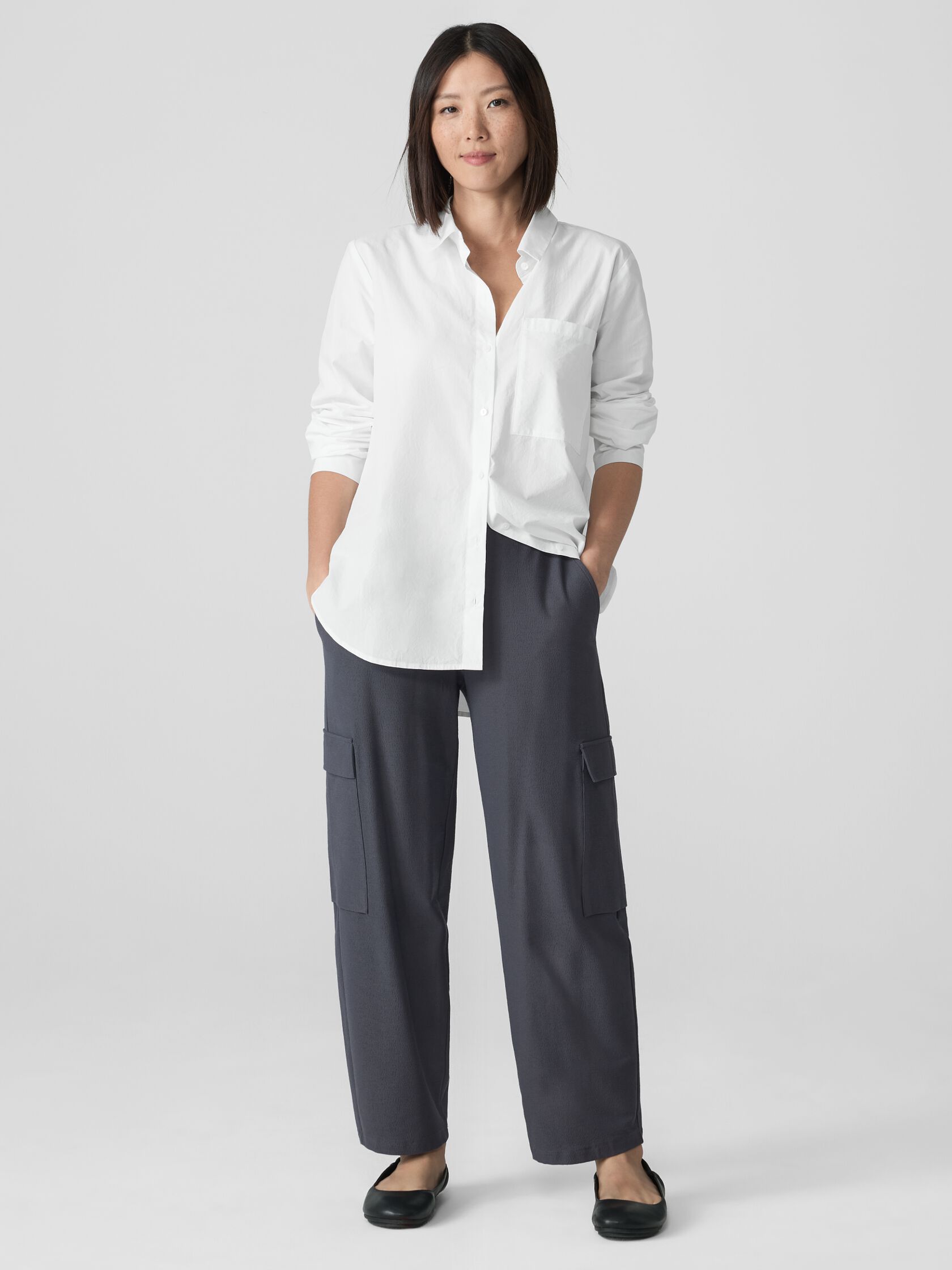 Washable Stretch Crepe Cargo Pant
