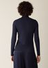 Sheer Cotton Blend Knit Turtleneck Top
