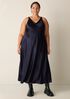 Textured Satin V-Neck Dress