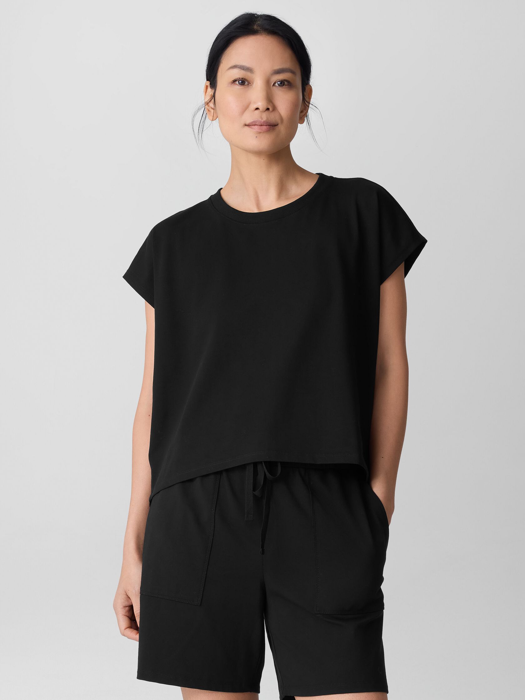 Pima Cotton Stretch Jersey Pleated Box-Top