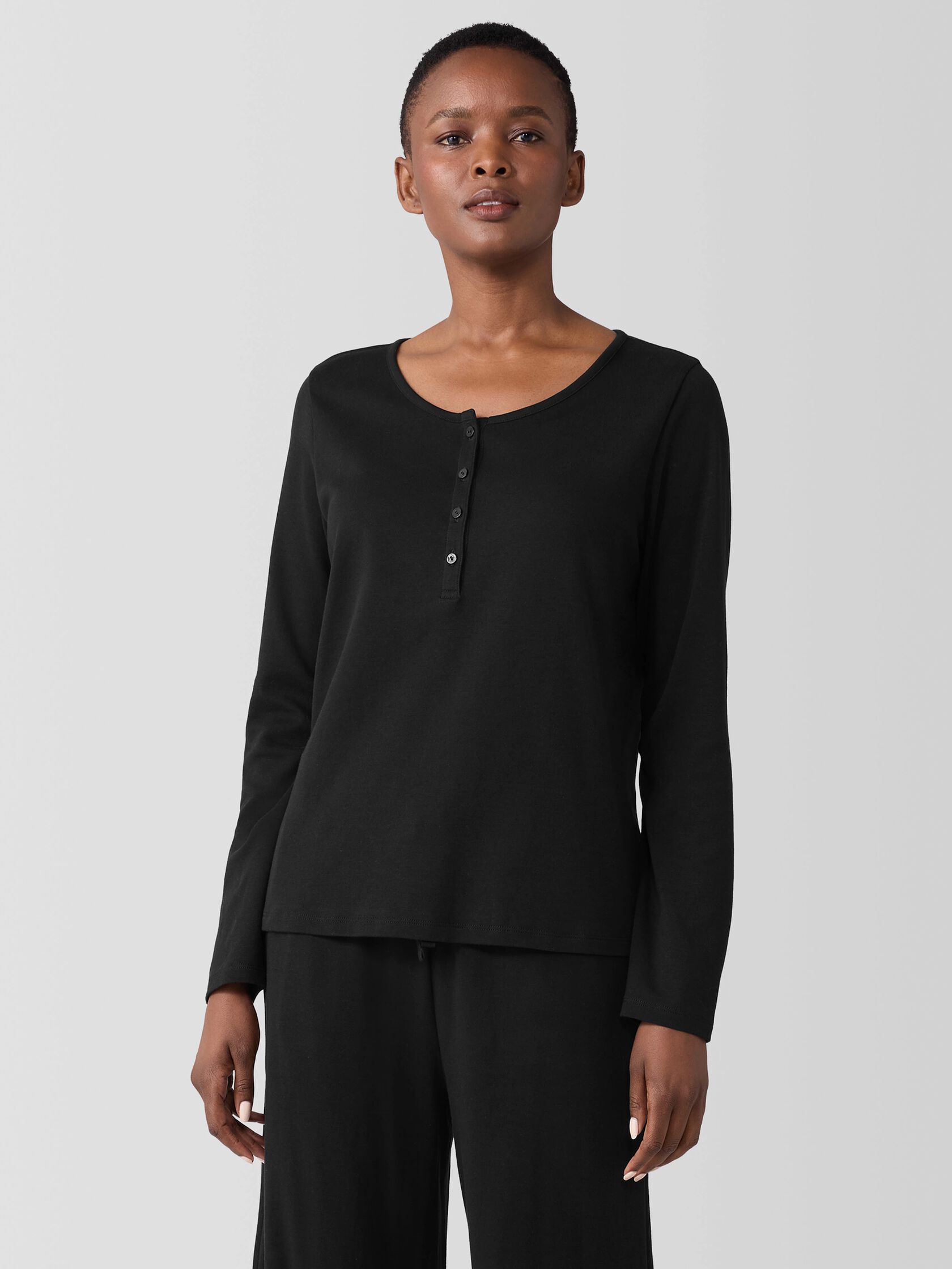 Organic Cotton Interlock Henley Sleep Top