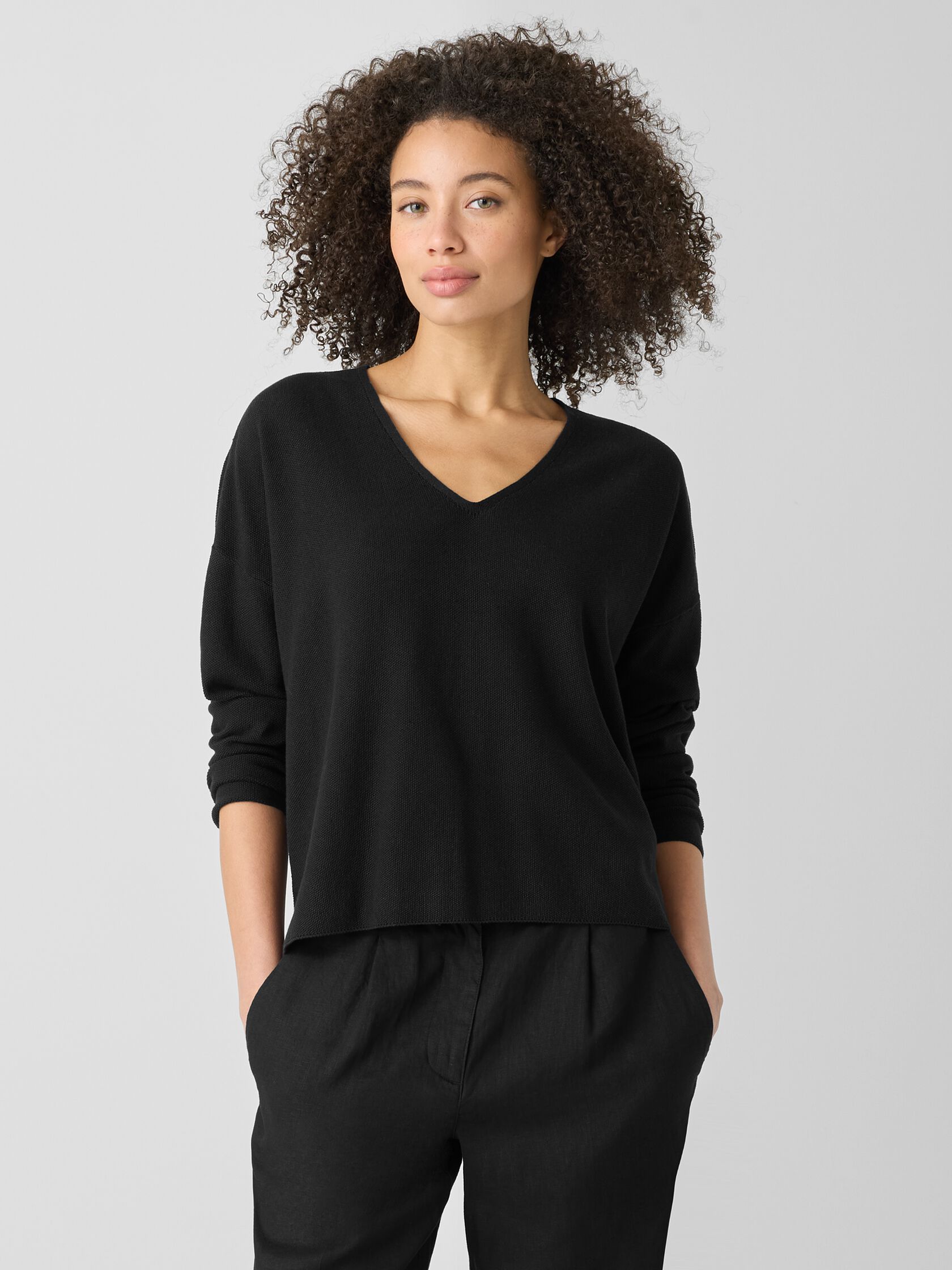 Organic Linen Cotton V-Neck Top