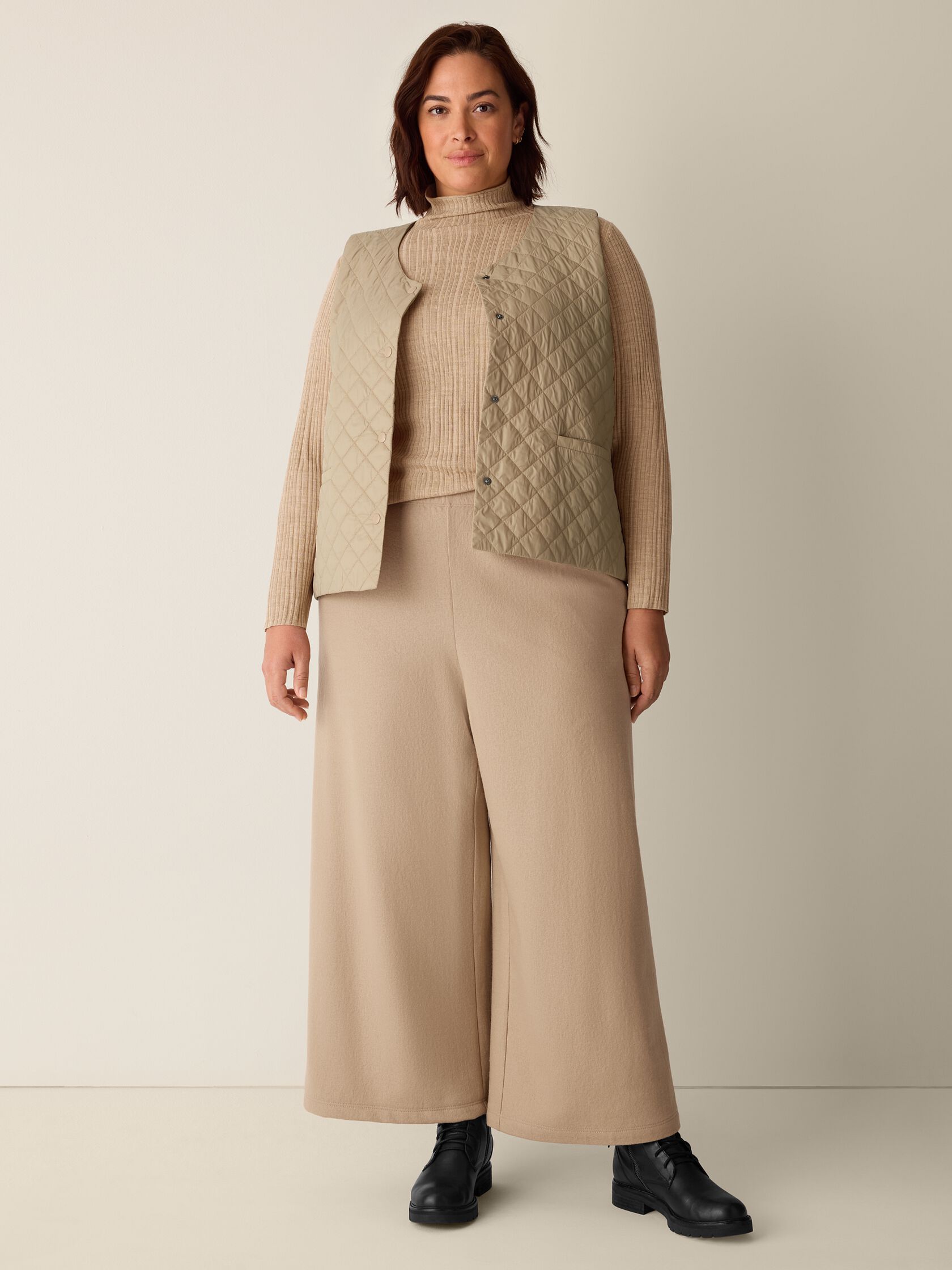 Felted Wool Jersey Wide-Leg Pant