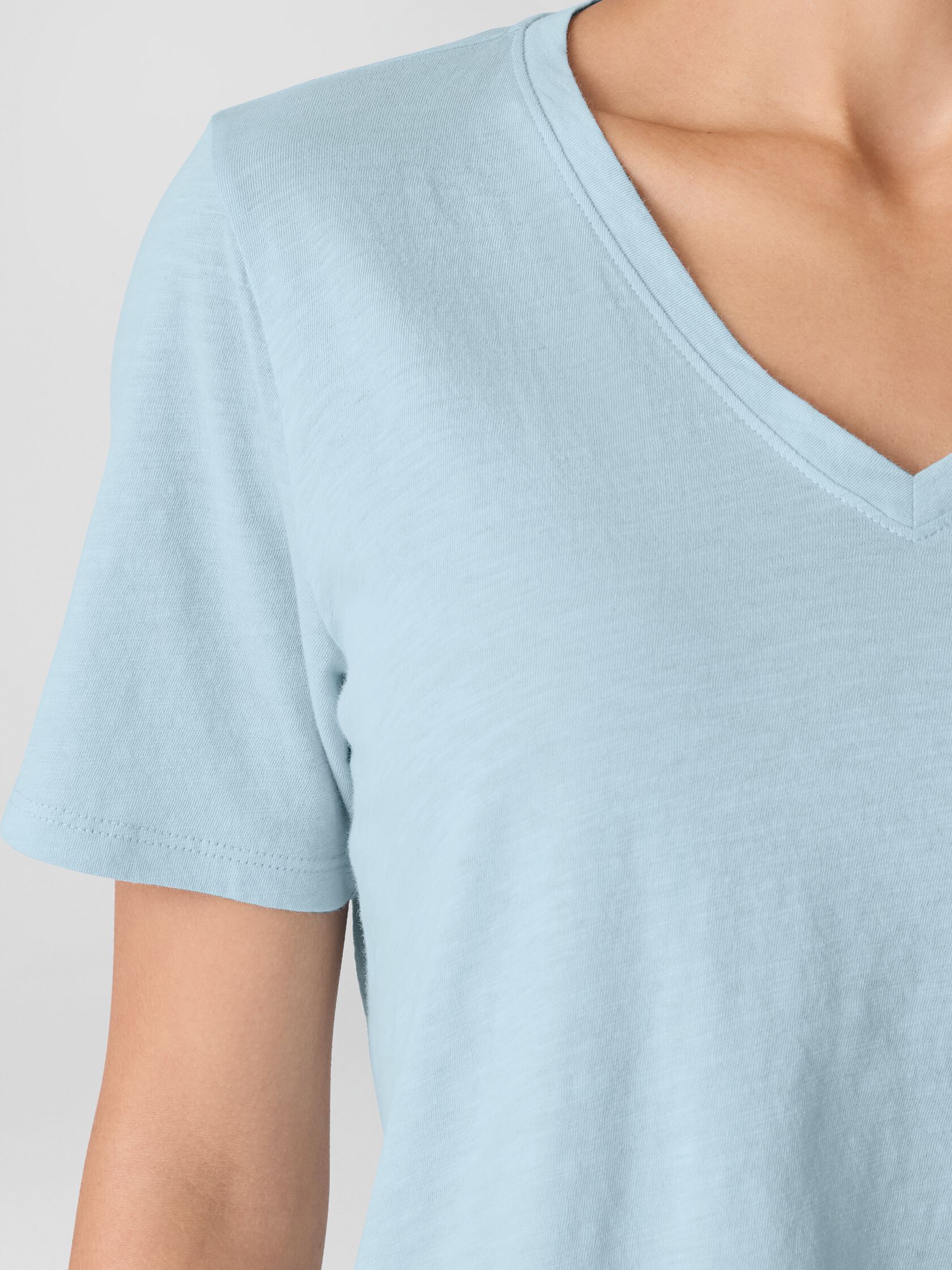 Organic Cotton Slubby Jersey V-Neck Tee