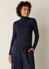 Sheer Cotton Blend Knit Turtleneck Top