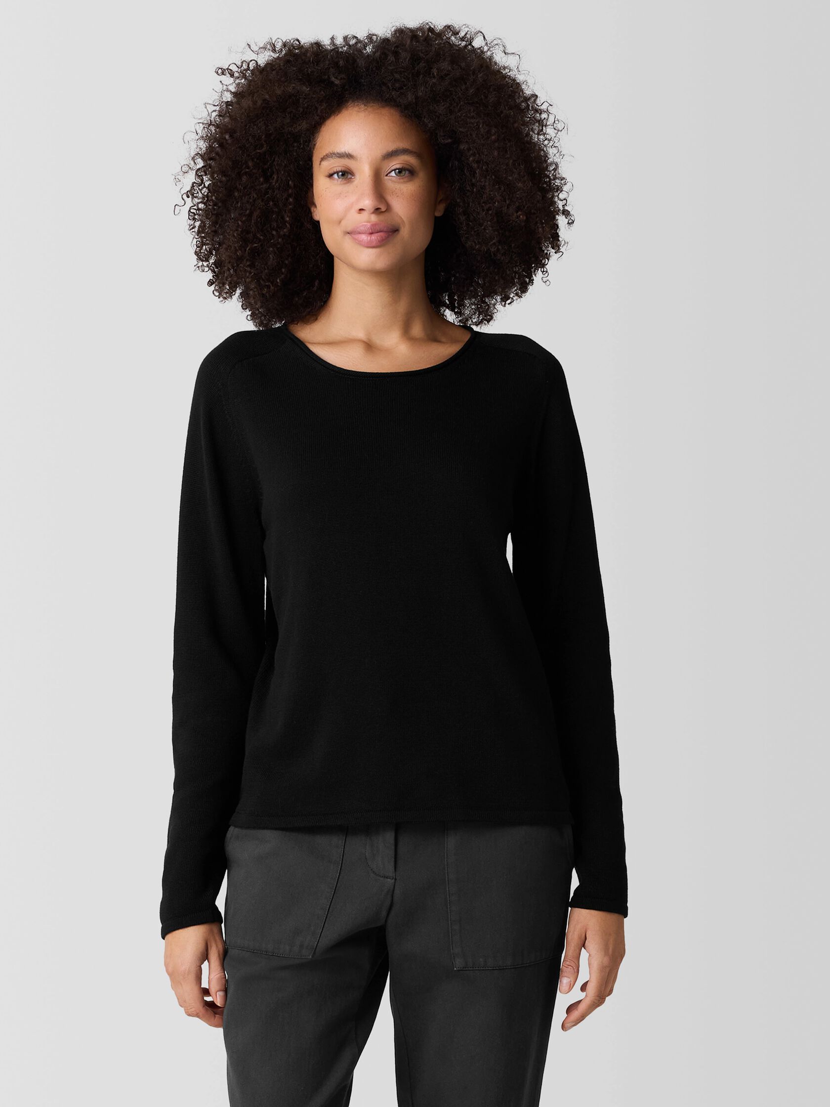 Peruvian Cotton Blend Crew Neck Top