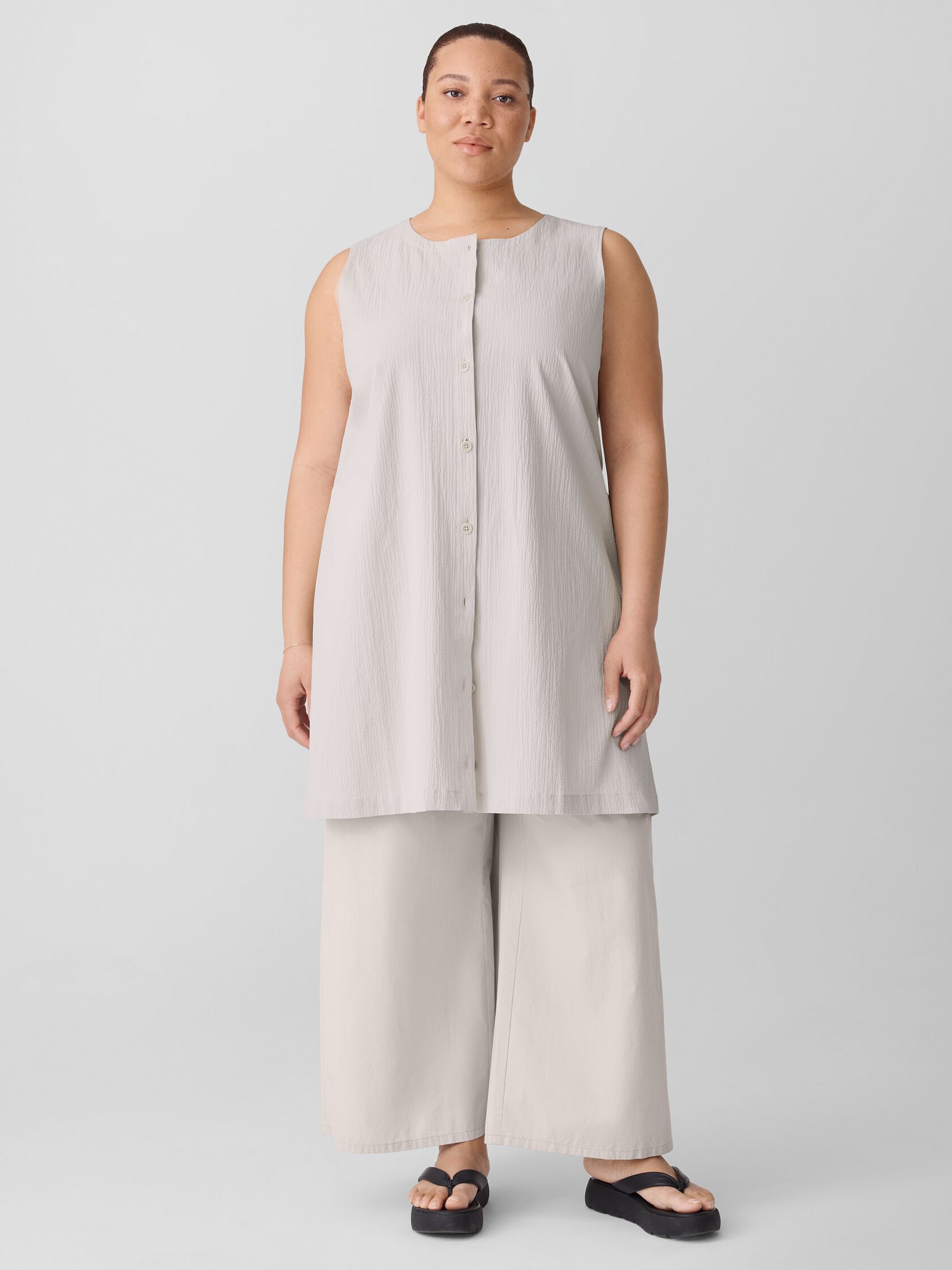 Organic Cotton Pucker Long Vest