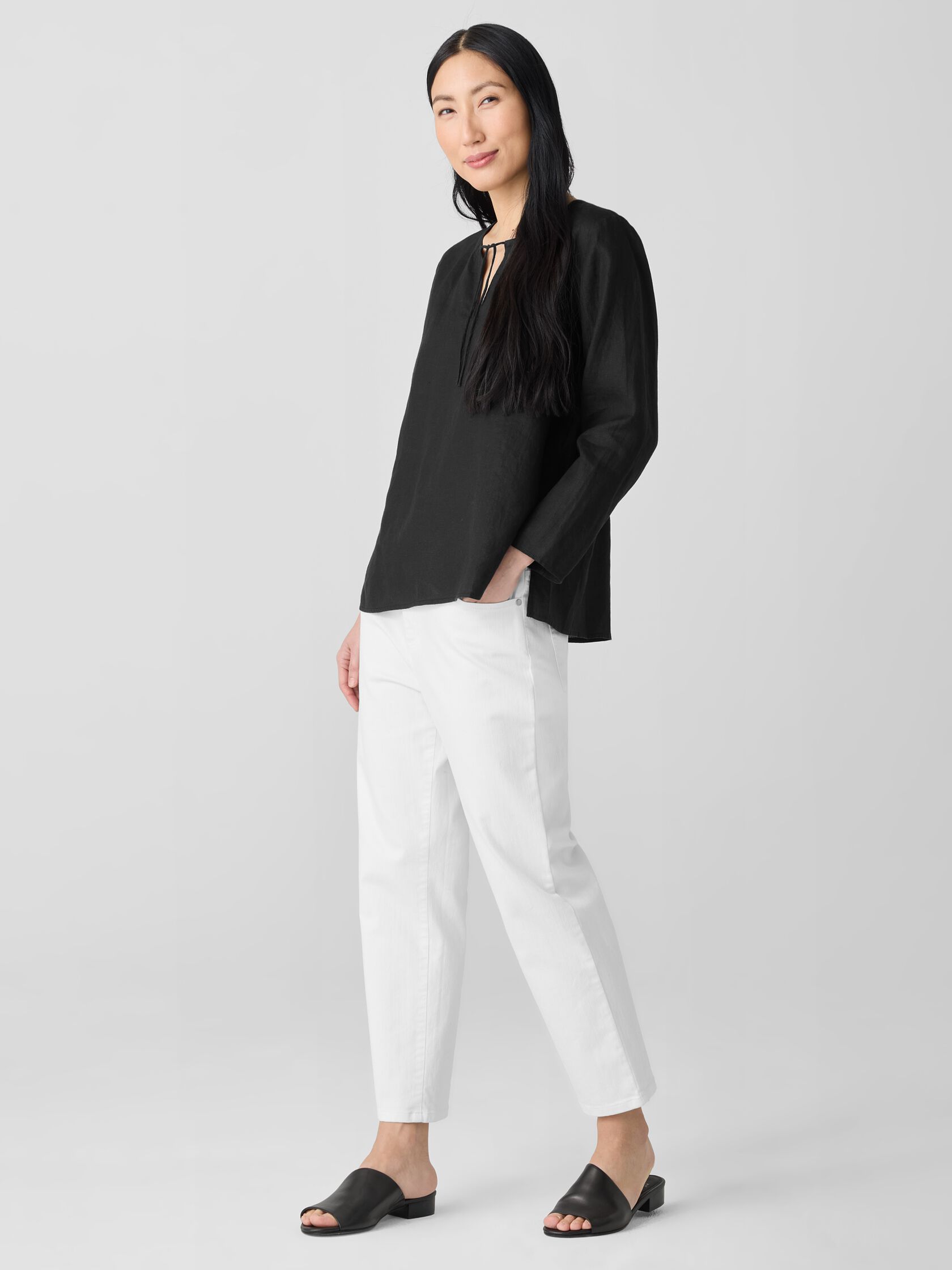 Organic Handkerchief Linen Round Neck Top