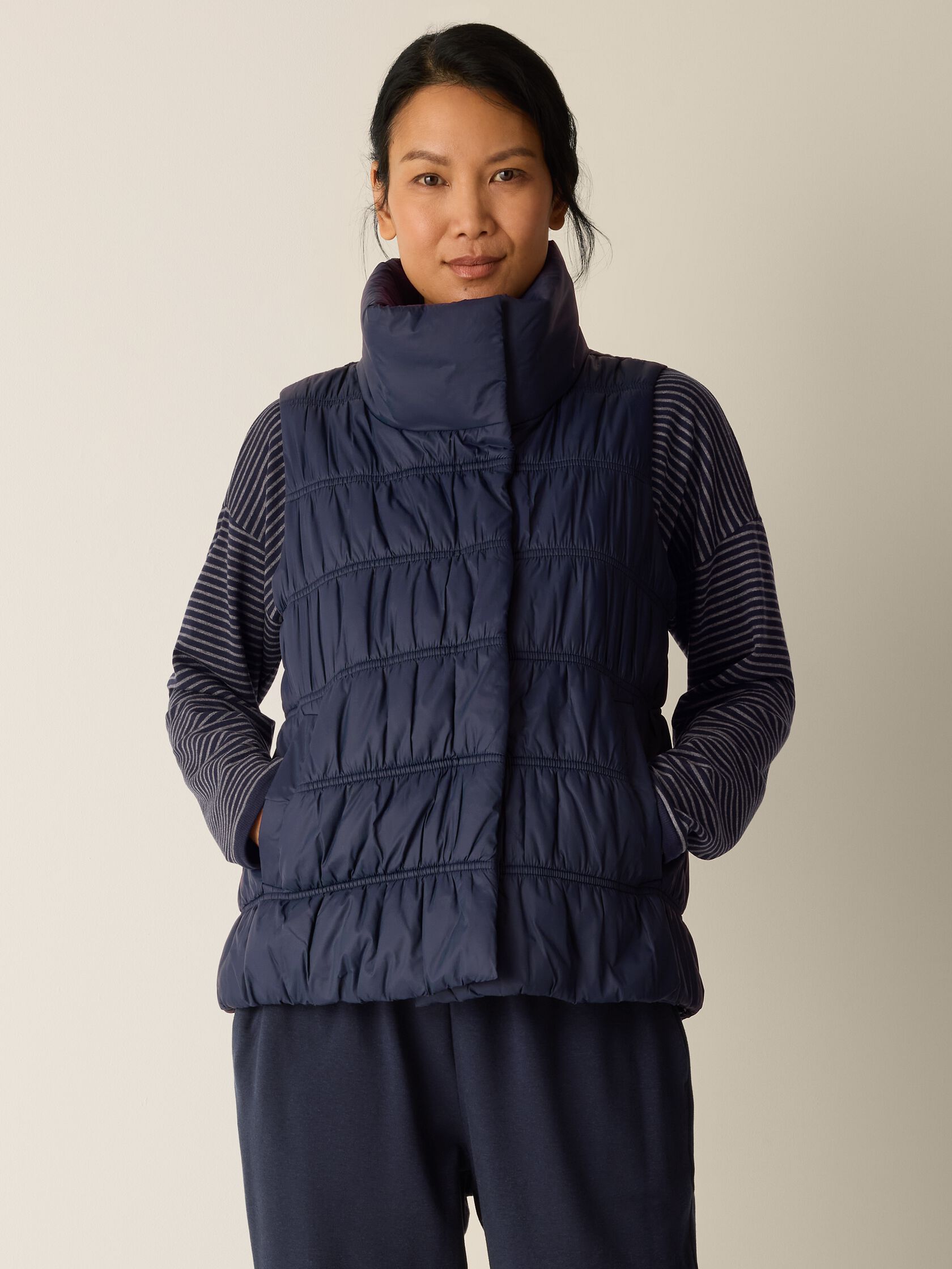 Eggshell Recycled Nylon Ruched Vest
