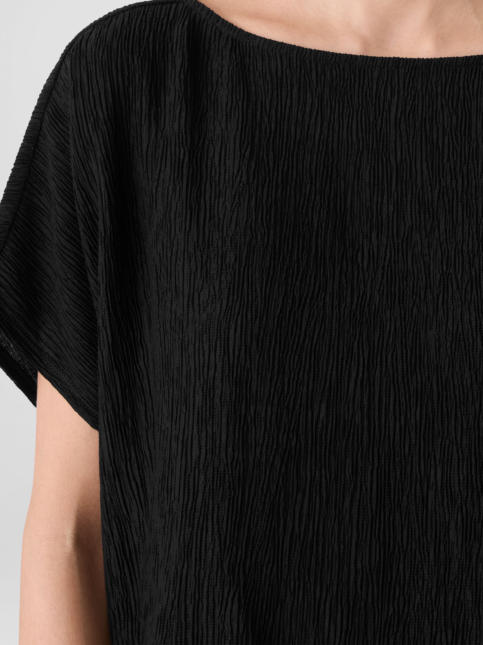 Woven Plissé Dolman Sleeve Top