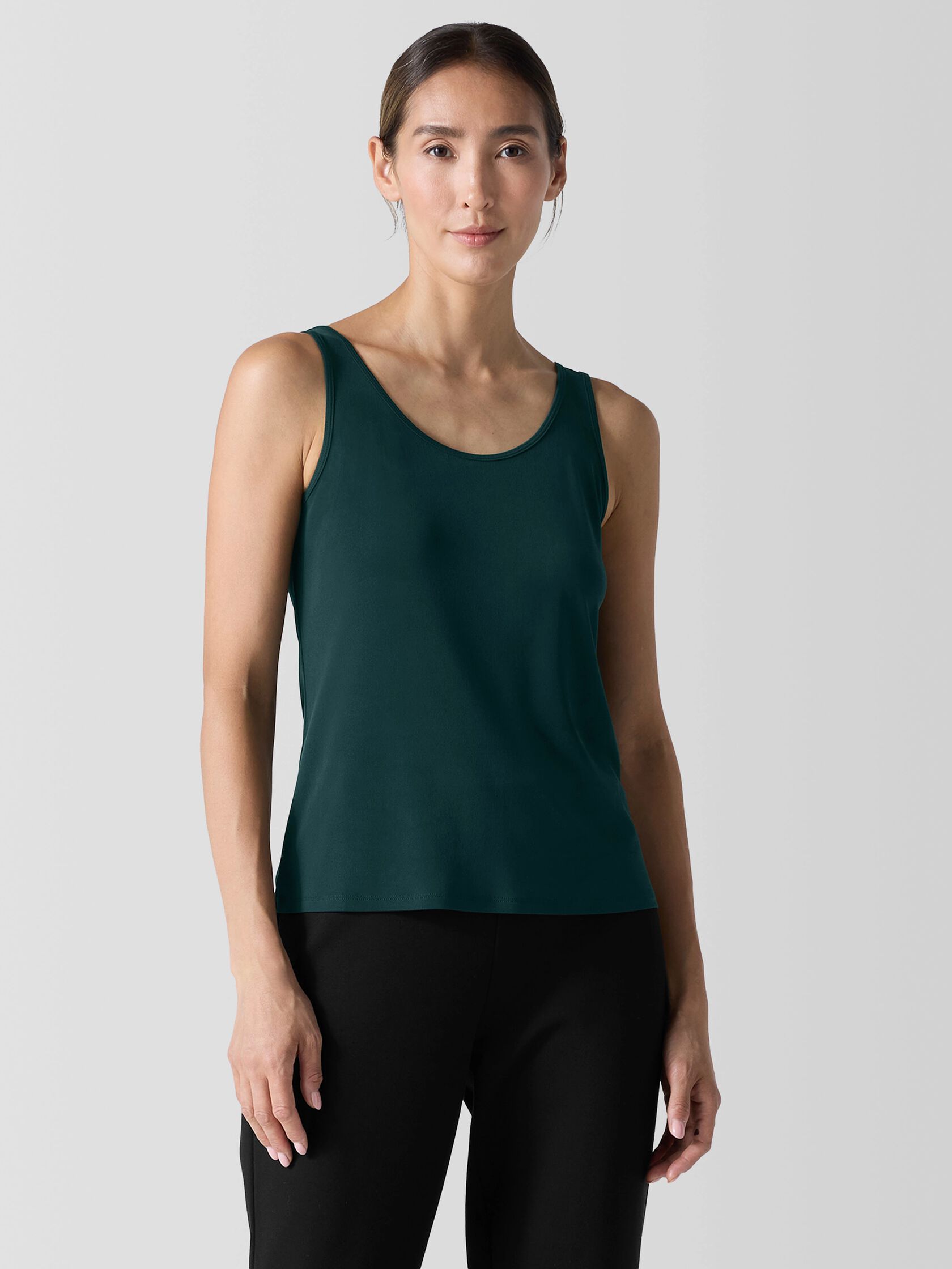 Stretch Silk Jersey Scoop Neck Tank