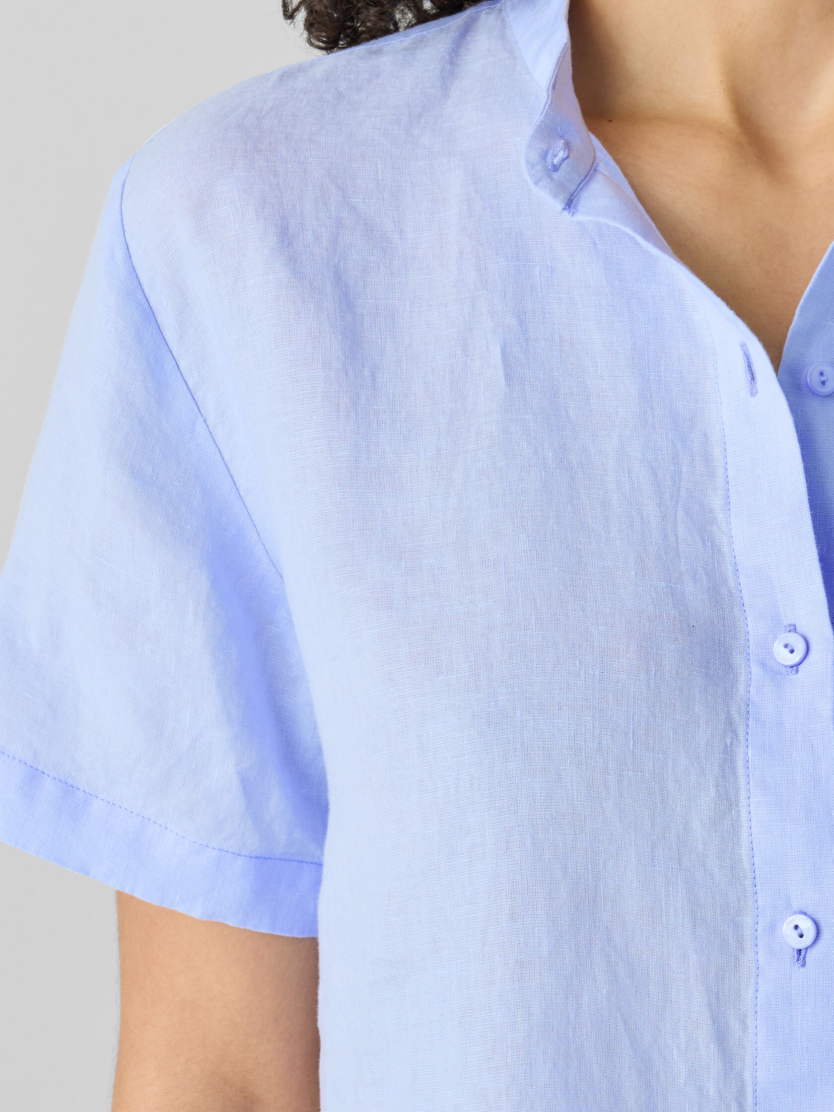 Organic Handkerchief Linen Band Collar Shirt