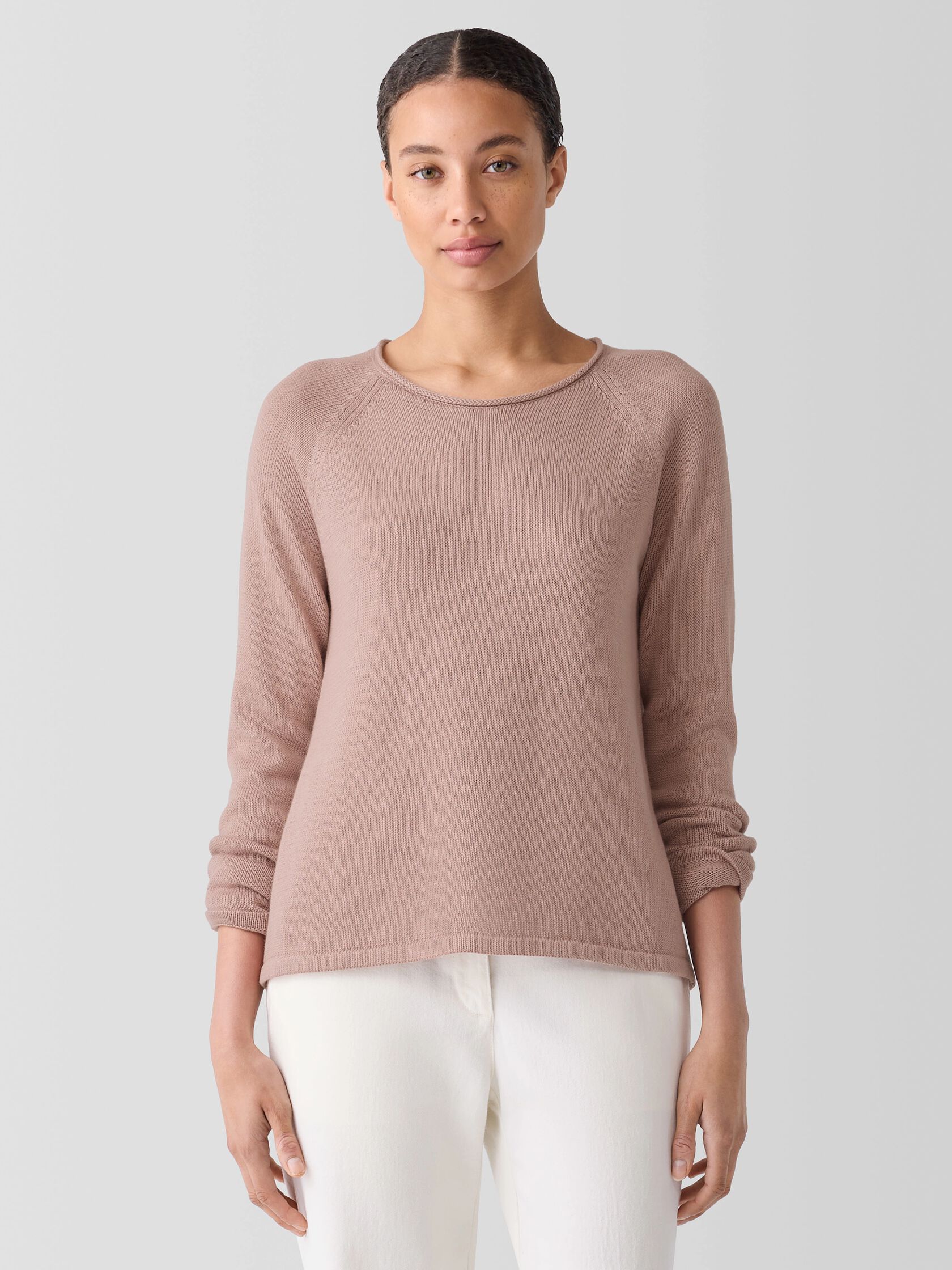 Peruvian Cotton Blend Crew Neck Top