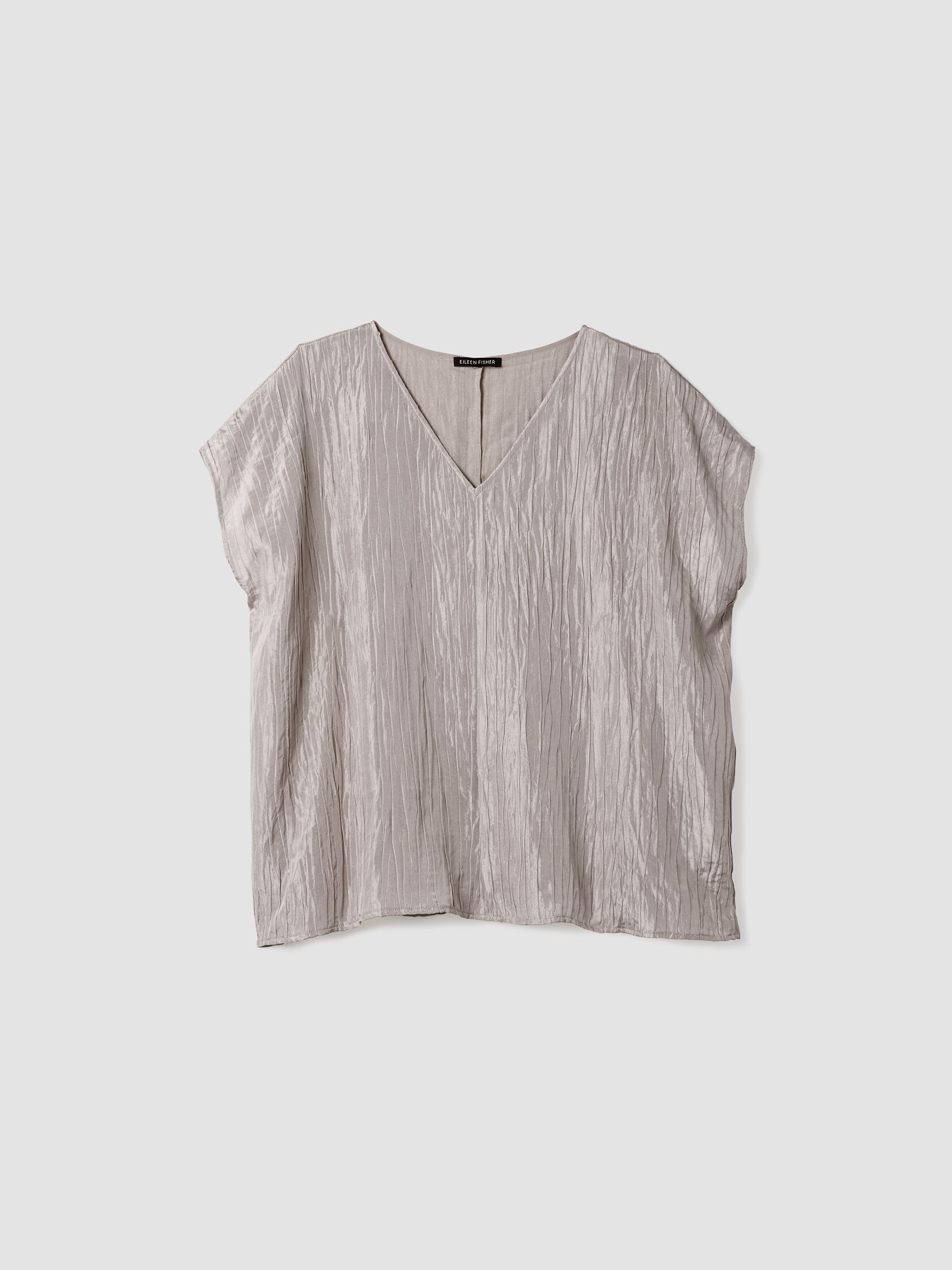 Textured Silk Jacquard V-Neck Top